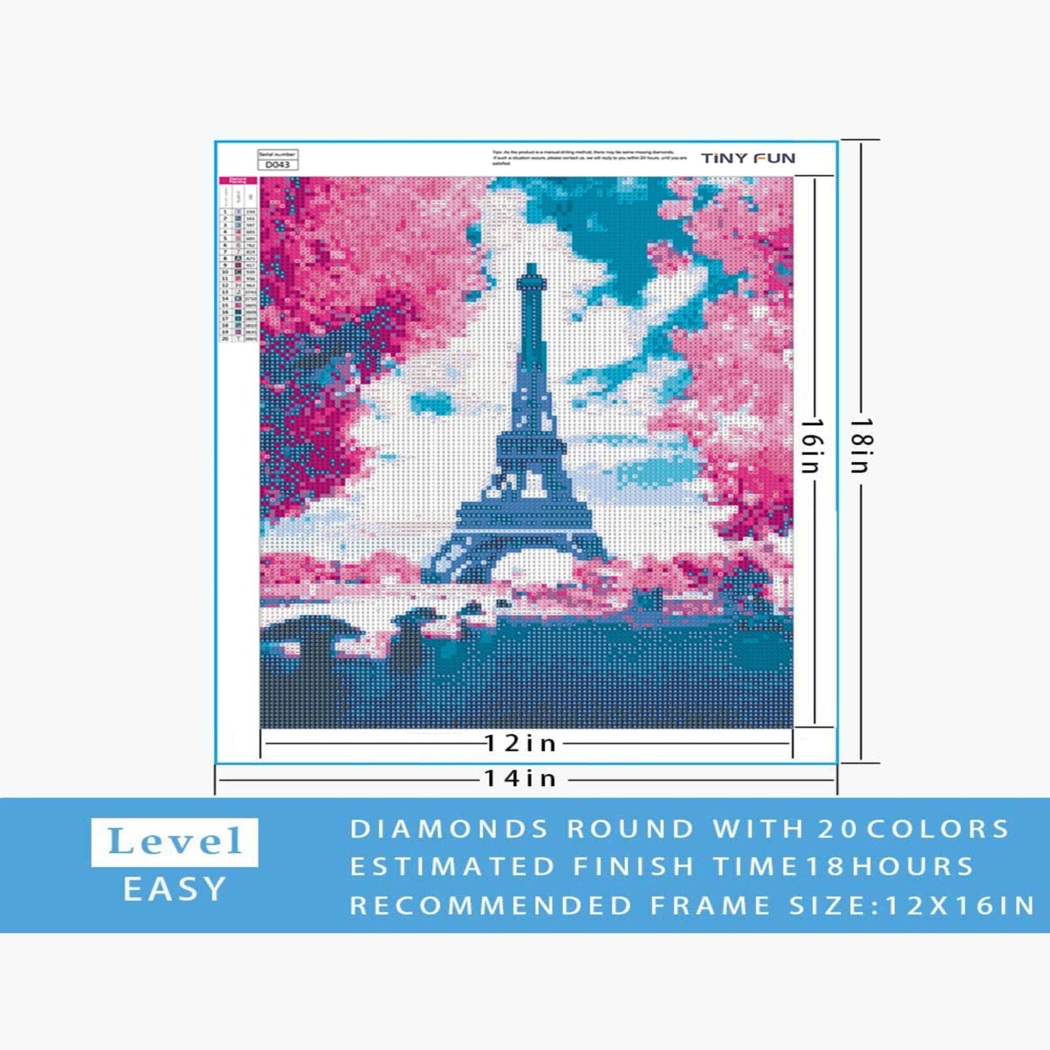 Eiffel Tower Paris Diamond Painting Art Kit, 5D, Full Drill, Round 35*45 cm - Durazza