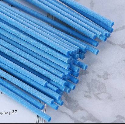 Light Blue Fiber Diffuser Reeds, Unscented Replacement Sticks - Durazza