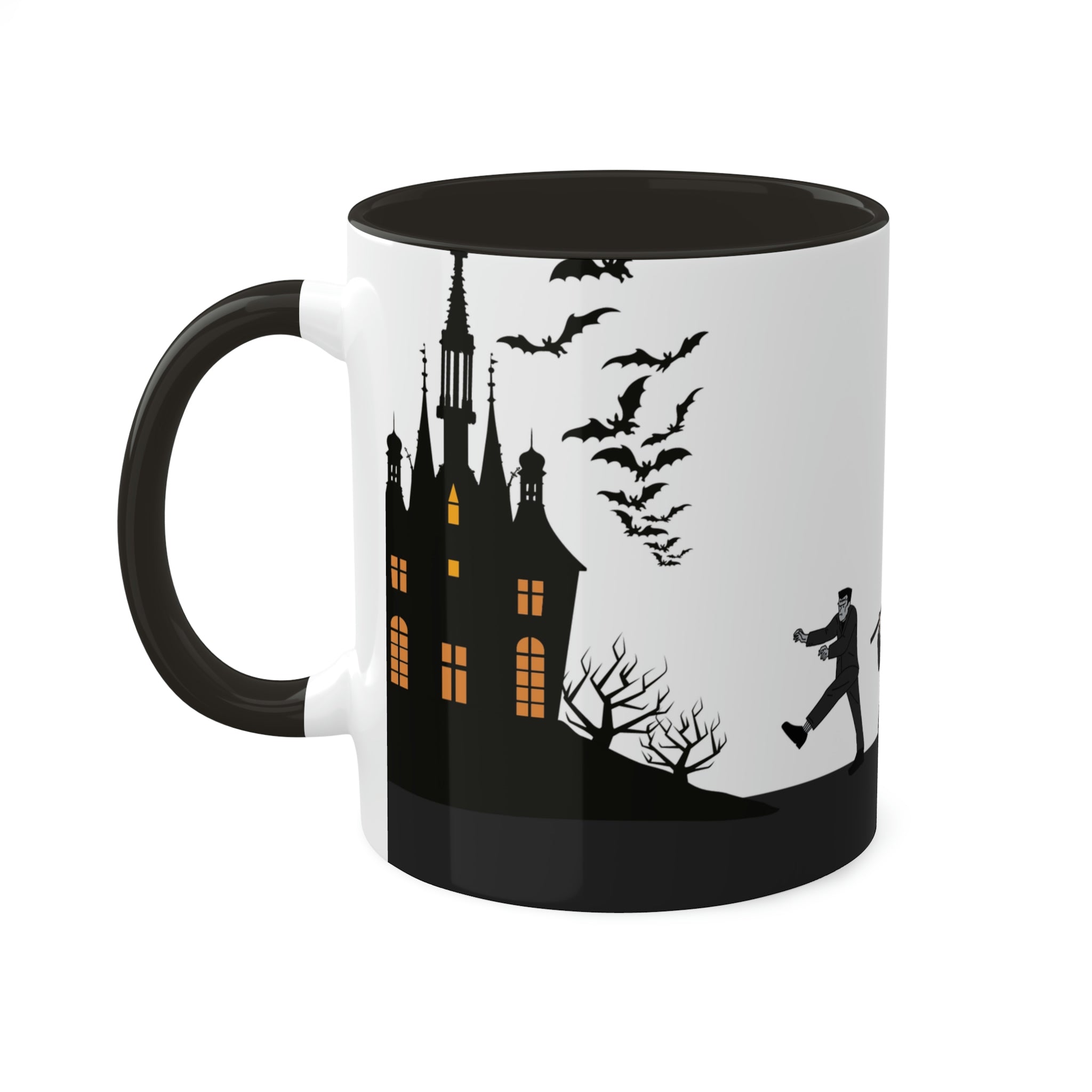 Haunted House Halloween Coffee Mug, Two Tone Ceramic 11 oz - Durazza