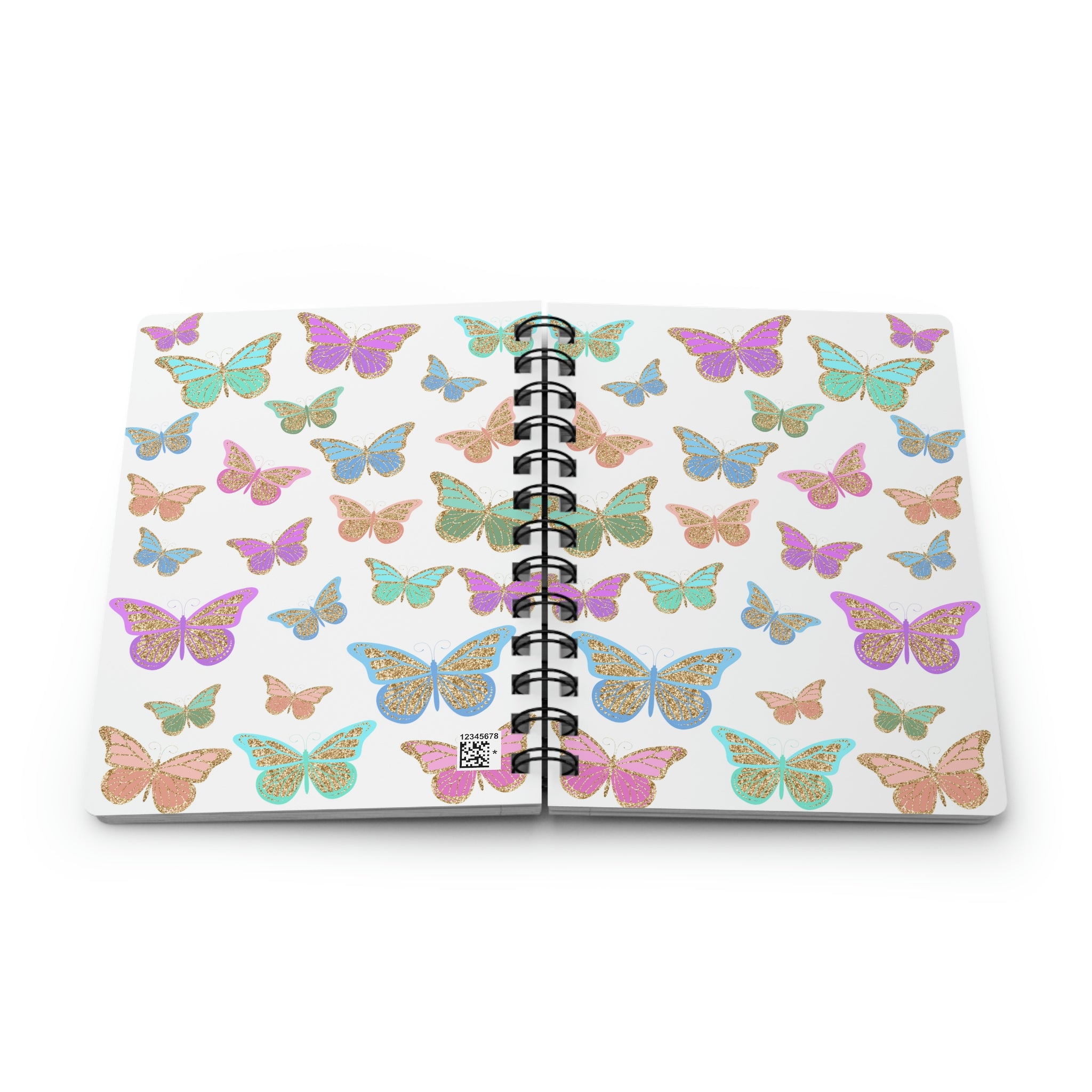 Sparkle Butterfly Spiral Bound Journal, Rule Lined Notebook 5x7" - Durazza