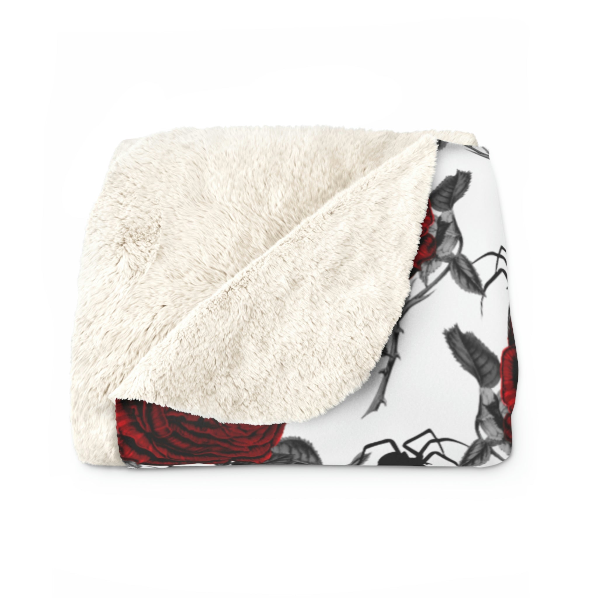 Red Rose Spider Throw Blanket, Minky or Sherpa 50" x 60" - Durazza