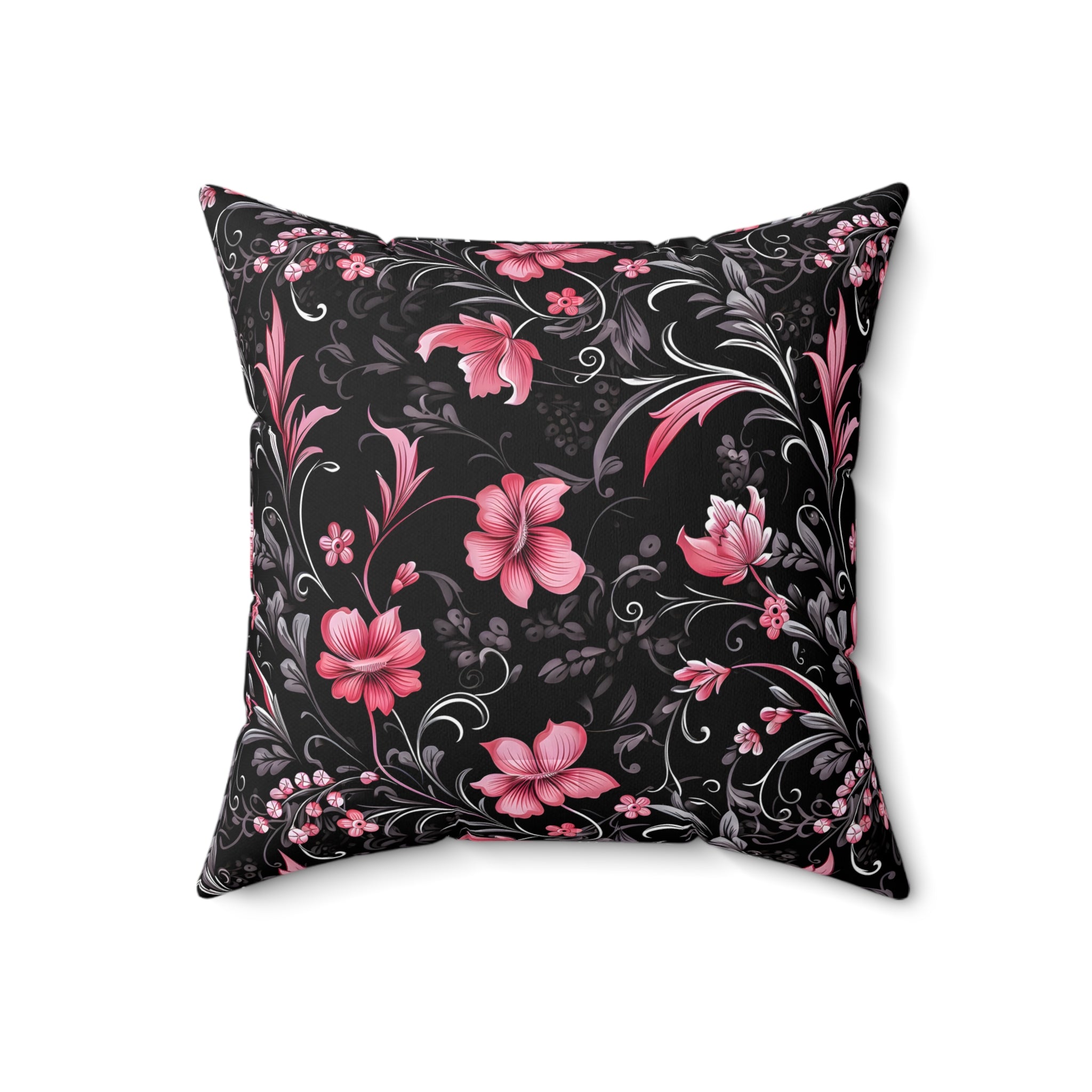 Pink Blossom of Darkness Faux Suede Pillow or Pillow Cover