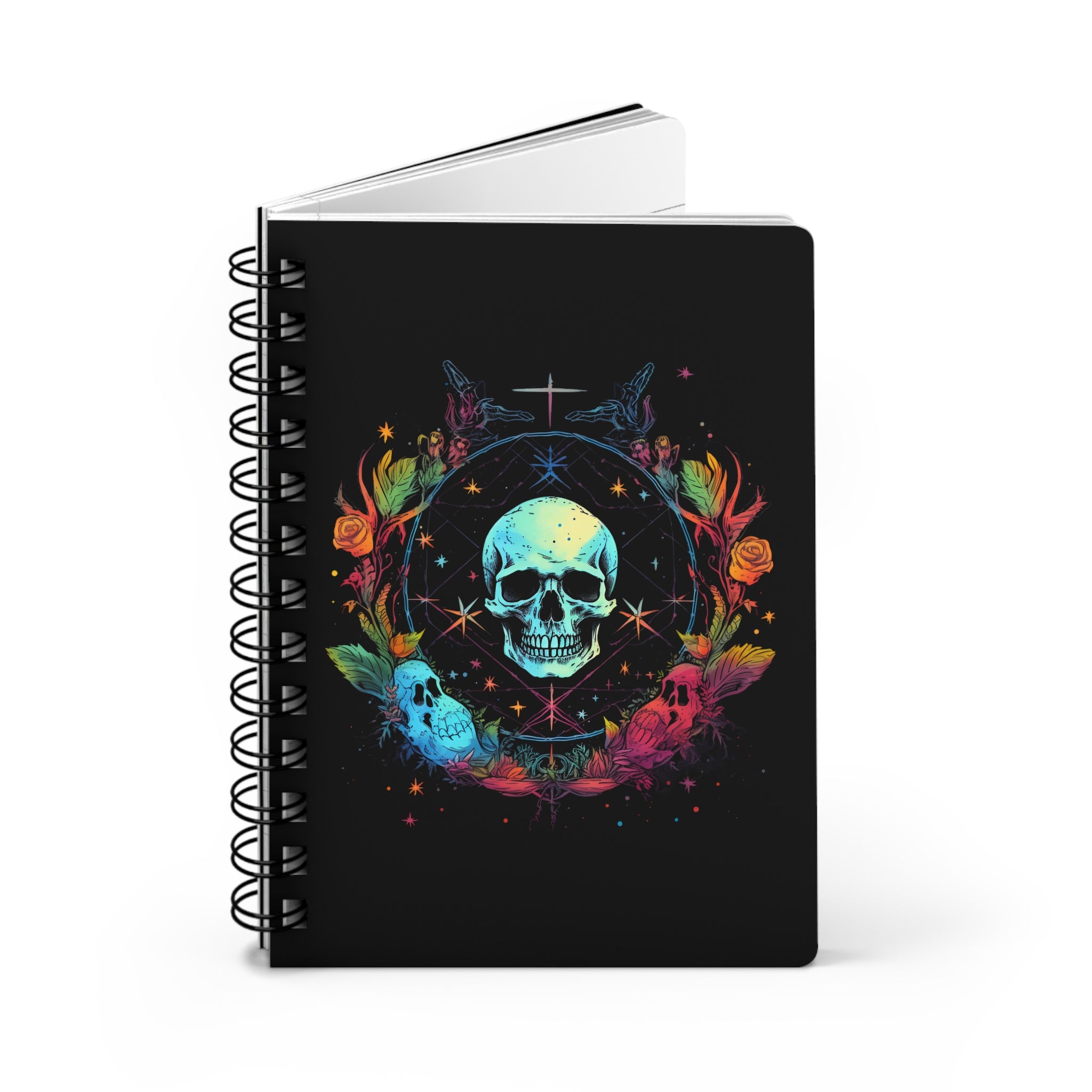 Wizardcore Floral Skull Lined Notebook, Spiral Lined 5 x 7 inch