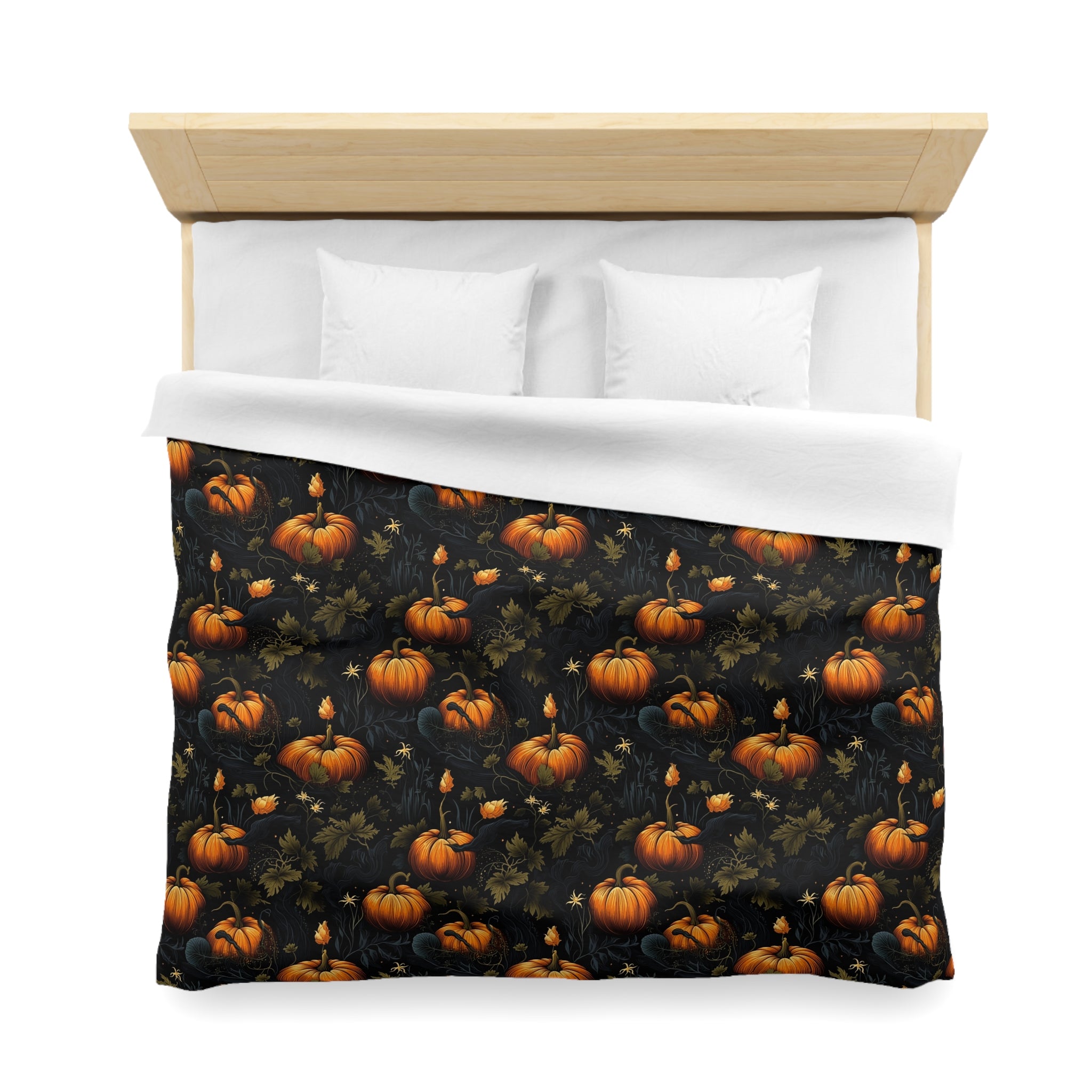 Mystic Pumpkin Patch Duvet Cover and Pillow Shams, Microfiber