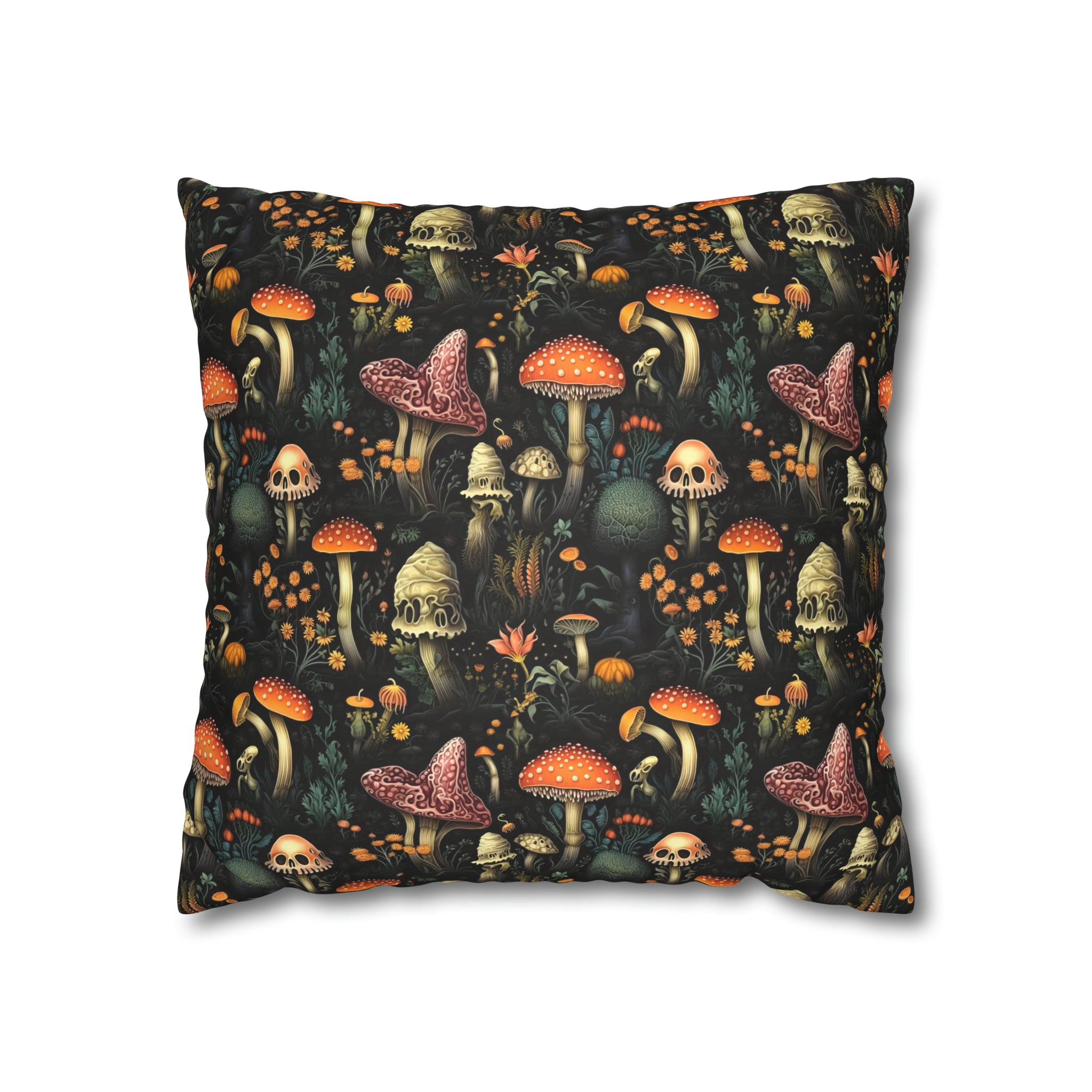 Dark Dweller Mushroom Faux Suede Pillow or Pillow Cover