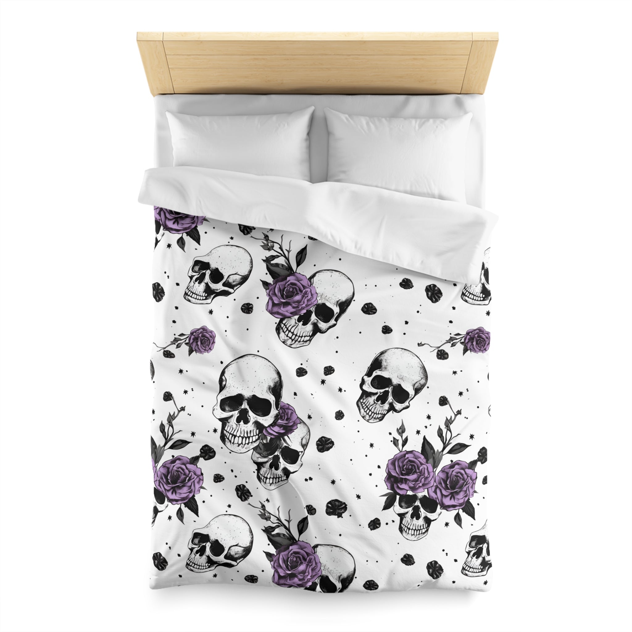 Eternally Yours Rose and Skull Duvet Cover with Pillow Shams
