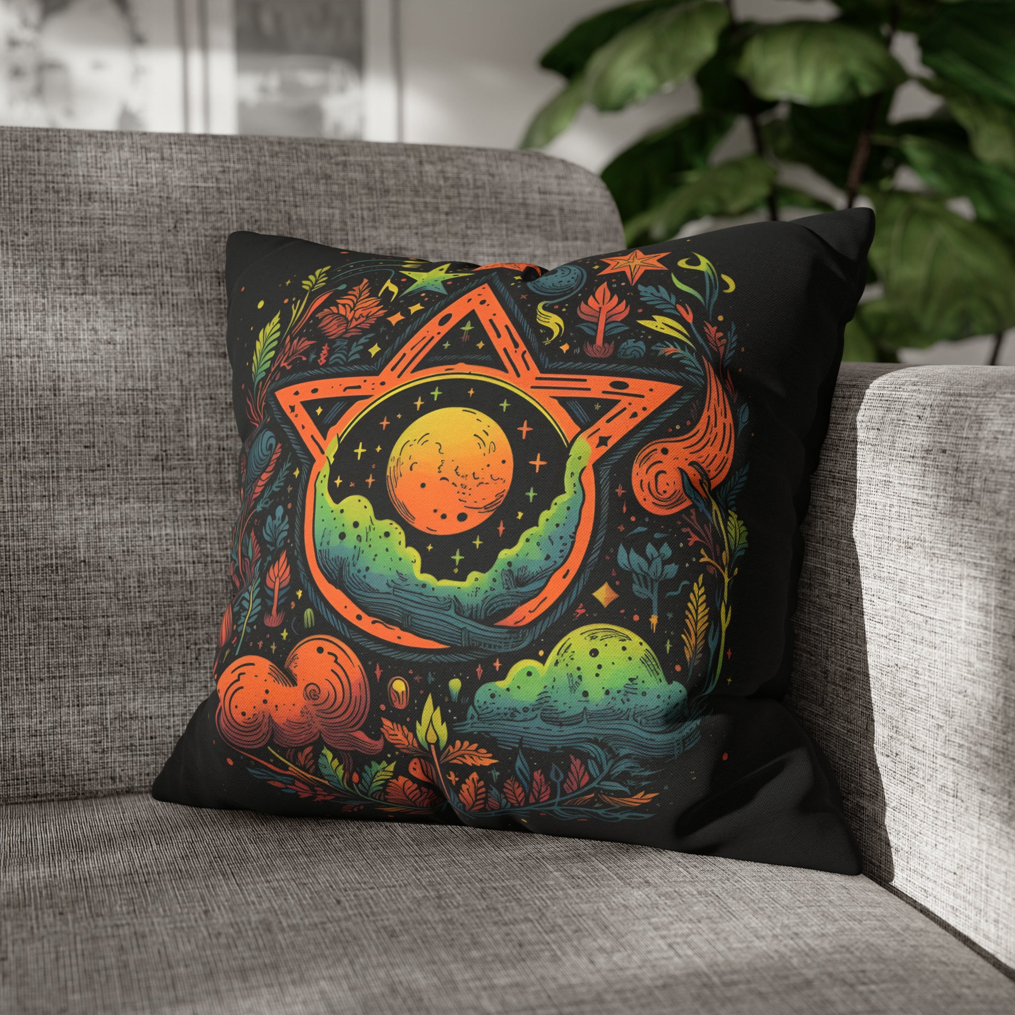 Pentagram Nature Spun Polyester Pillow Cover