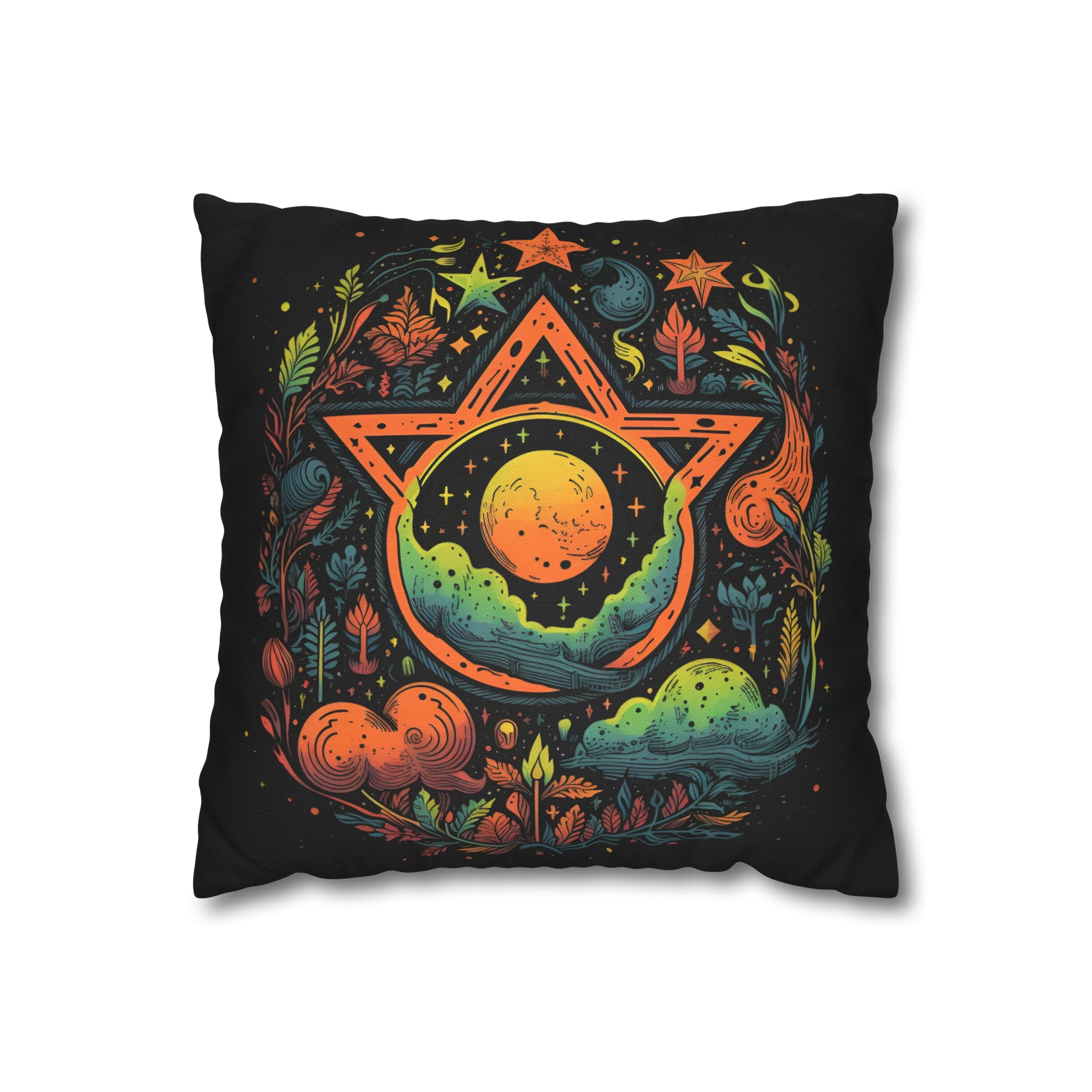 Pentagram Nature Spun Polyester Pillow Cover