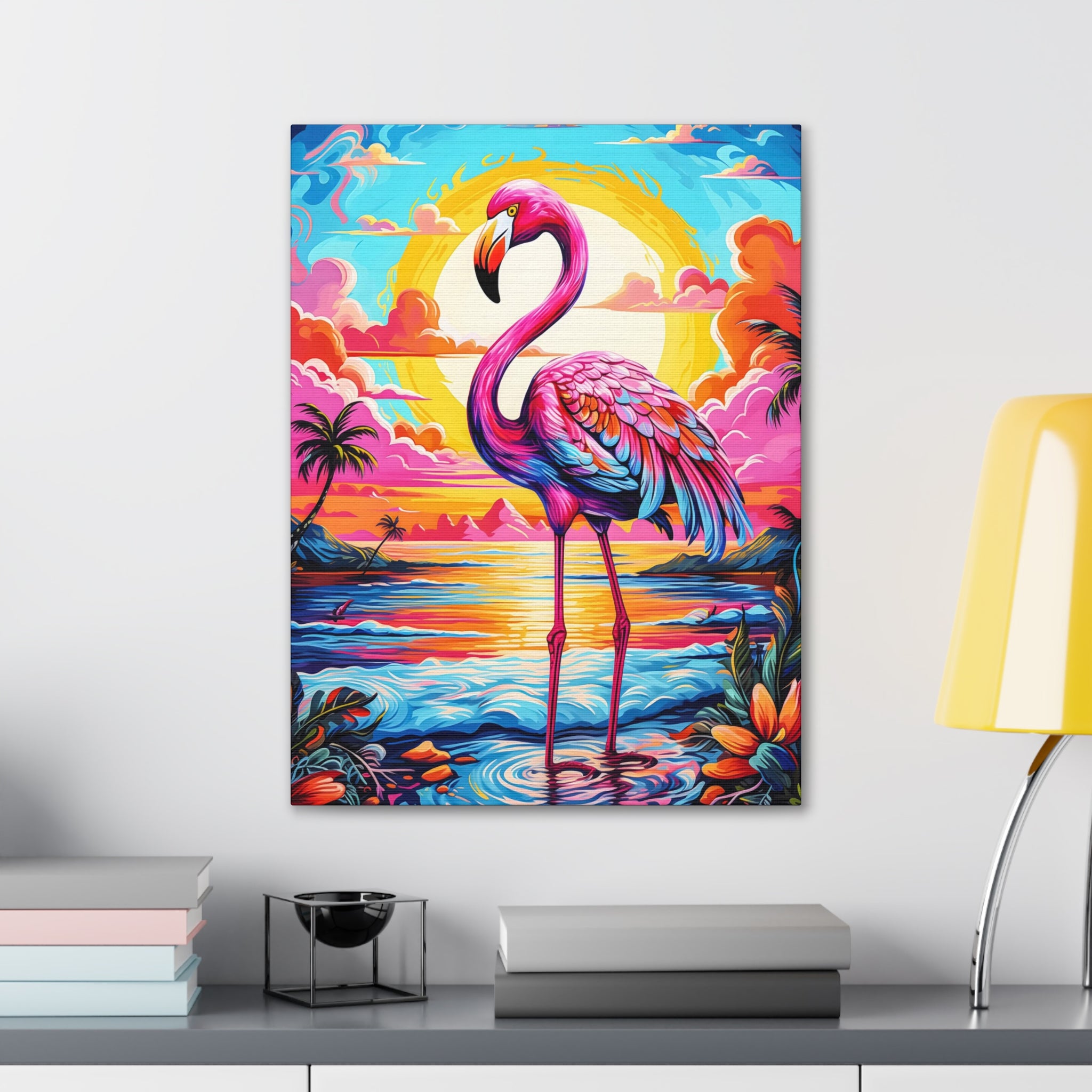 Flamingo Sunset Canvas Print: Tropical Abstract Art