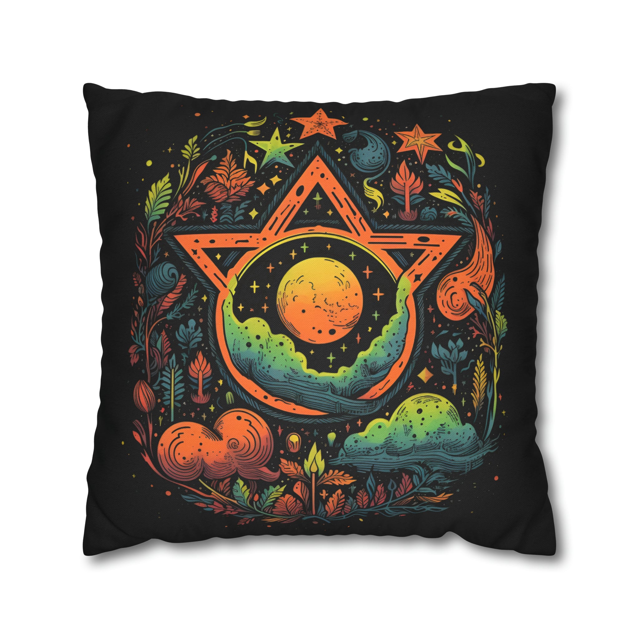 Pentagram Nature Spun Polyester Pillow Cover