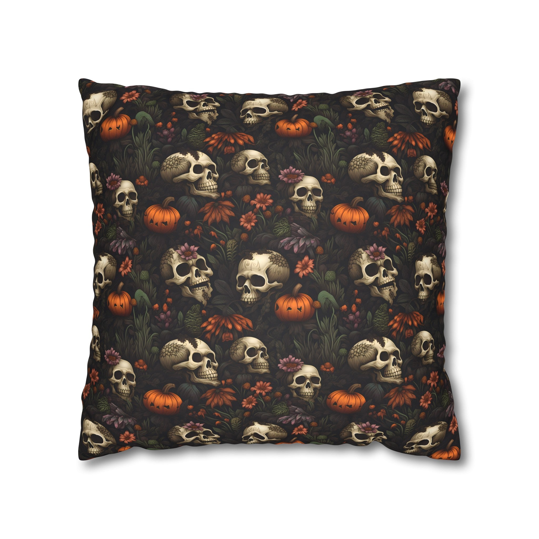 Dead Harvest Garden Faux Suede Pillow or Pillow Cover with Skulls