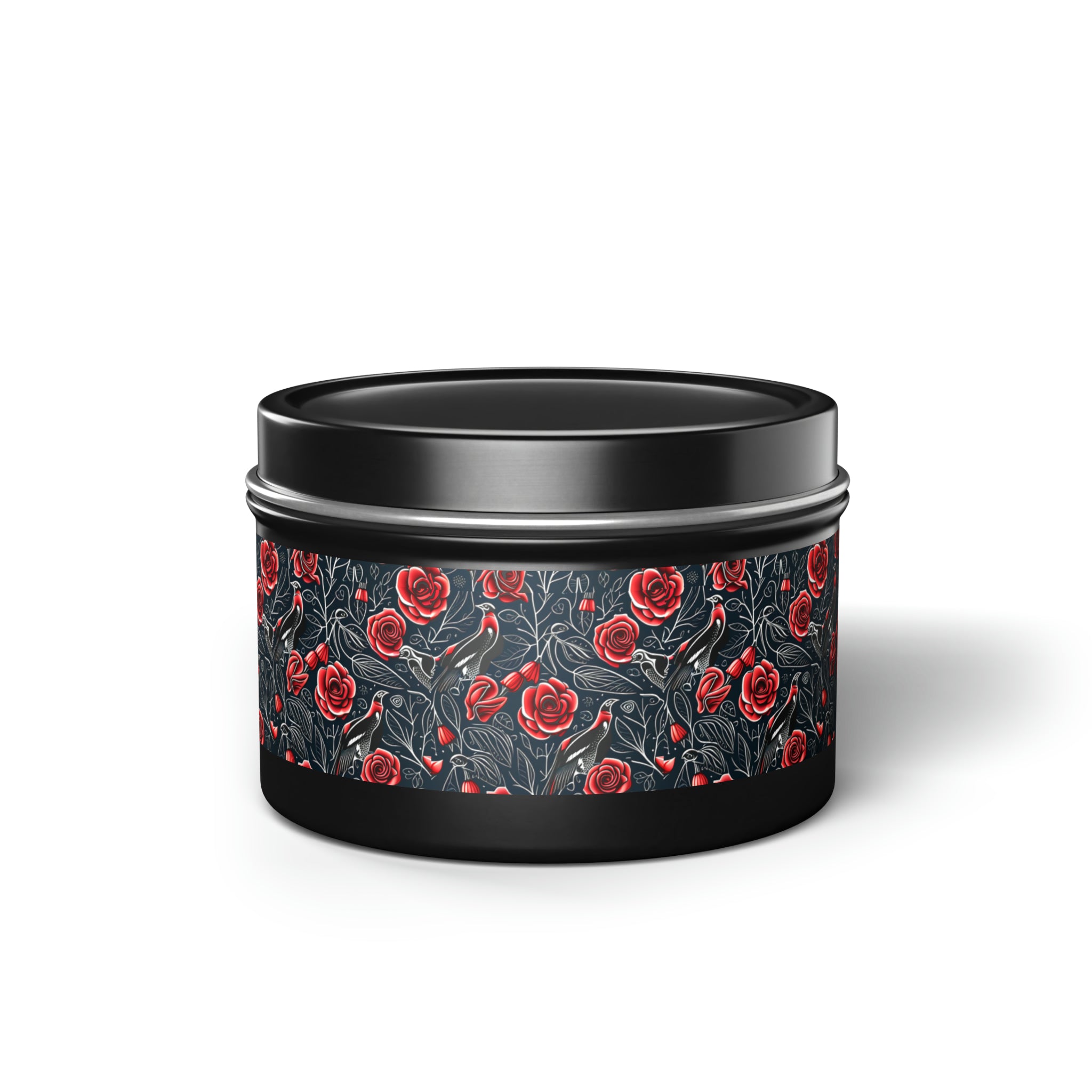 Raven Red Rose Soy Candle in Gothic Black Tin