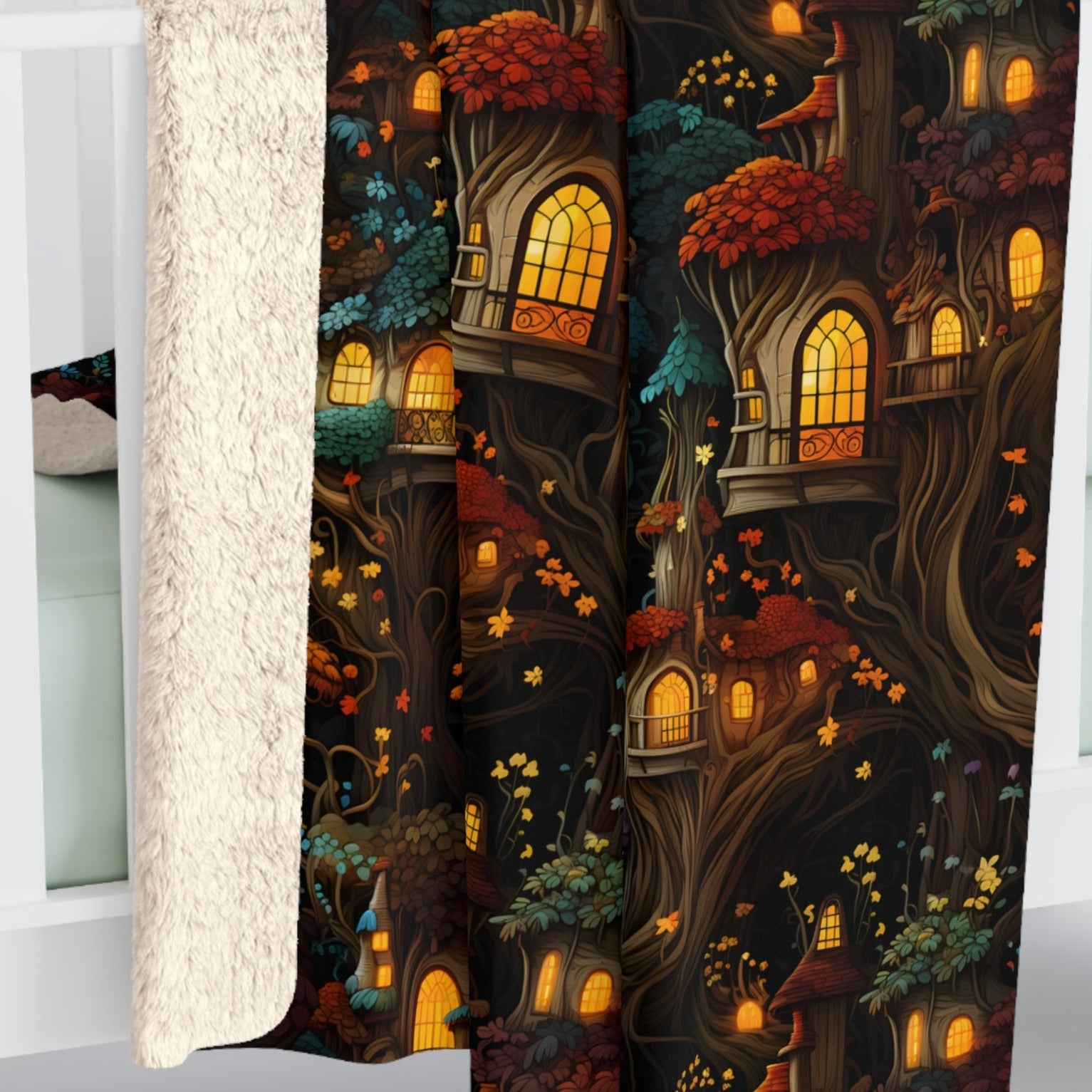 Pixie Fairy Hideaway Sherpa or Velveteen Blanket: Fairytale Throw