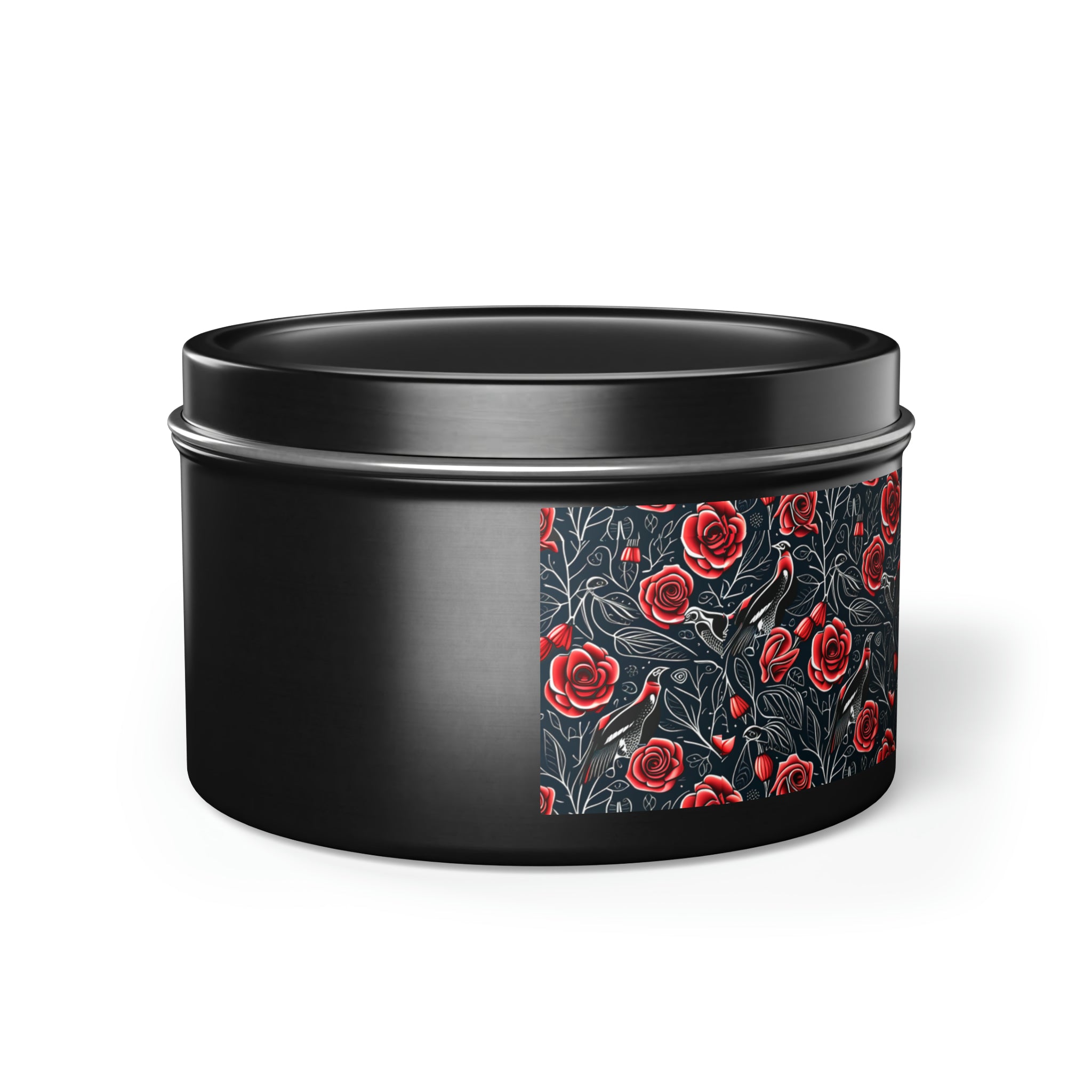 Raven Red Rose Soy Candle in Gothic Black Tin