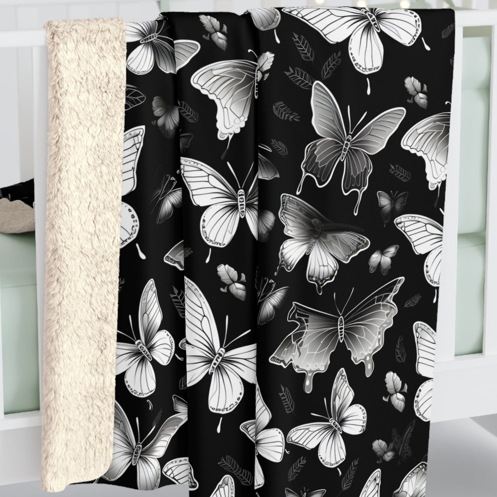 Phantom Butterfly Throw Blanket in Sherpa or Velveteen Plush