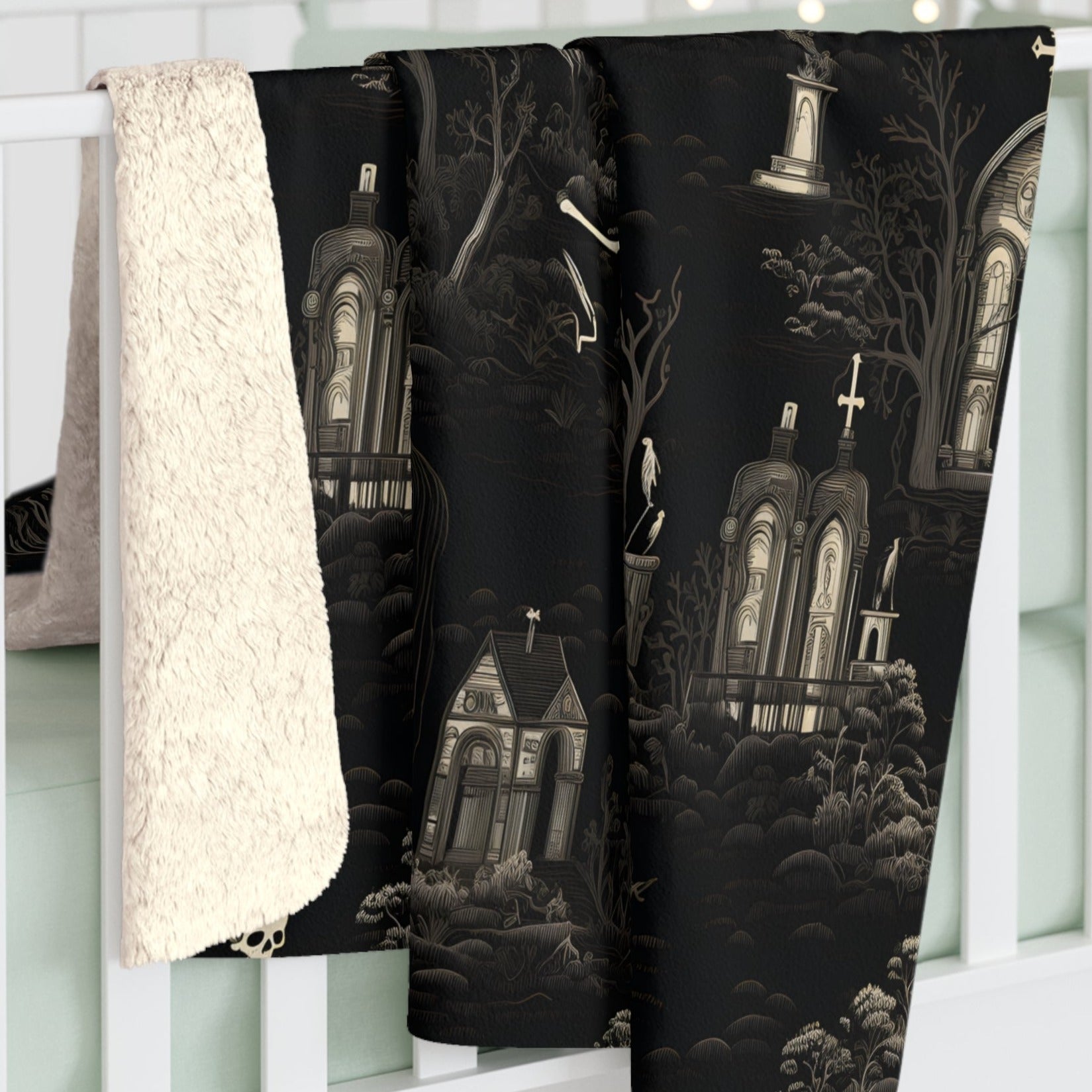 Walking Graveyard Throw Blanket in Sherpa or Velveteen Plush