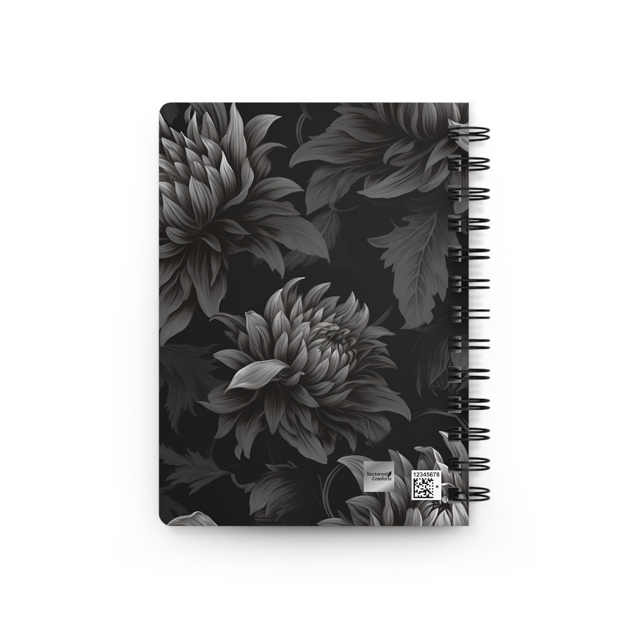 Midnight Black Dahlia Spiral Notebook, 5 x 7 inch