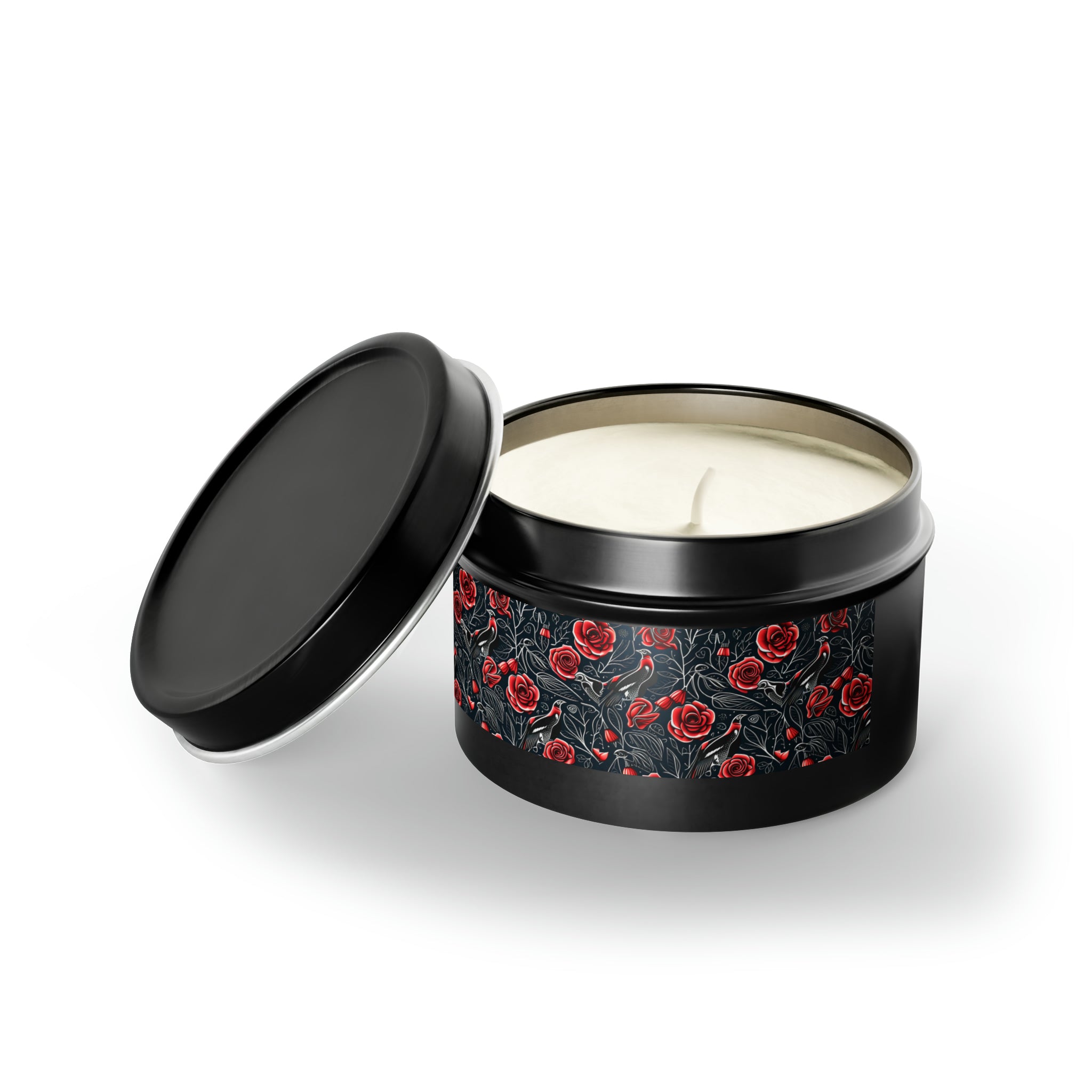 Raven Red Rose Soy Candle in Gothic Black Tin