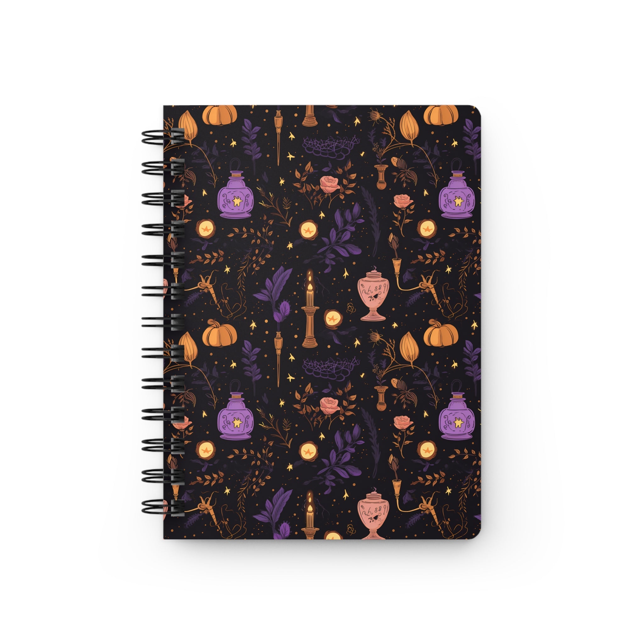 Witching Lanterns Spiral Notebook, Witchy Spiral Lined 5 x 7 inch