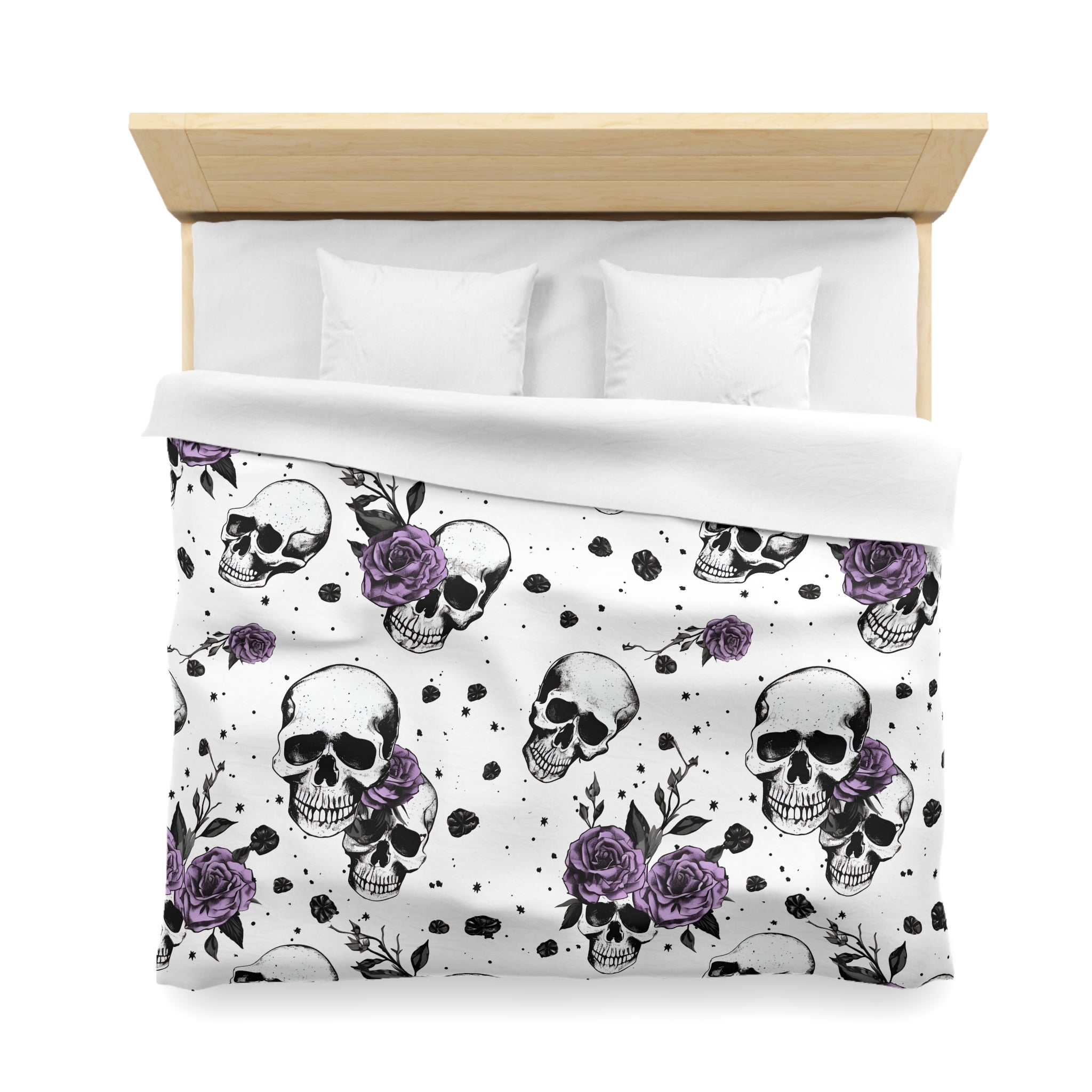 Eternally Yours Rose and Skull Duvet Cover with Pillow Shams