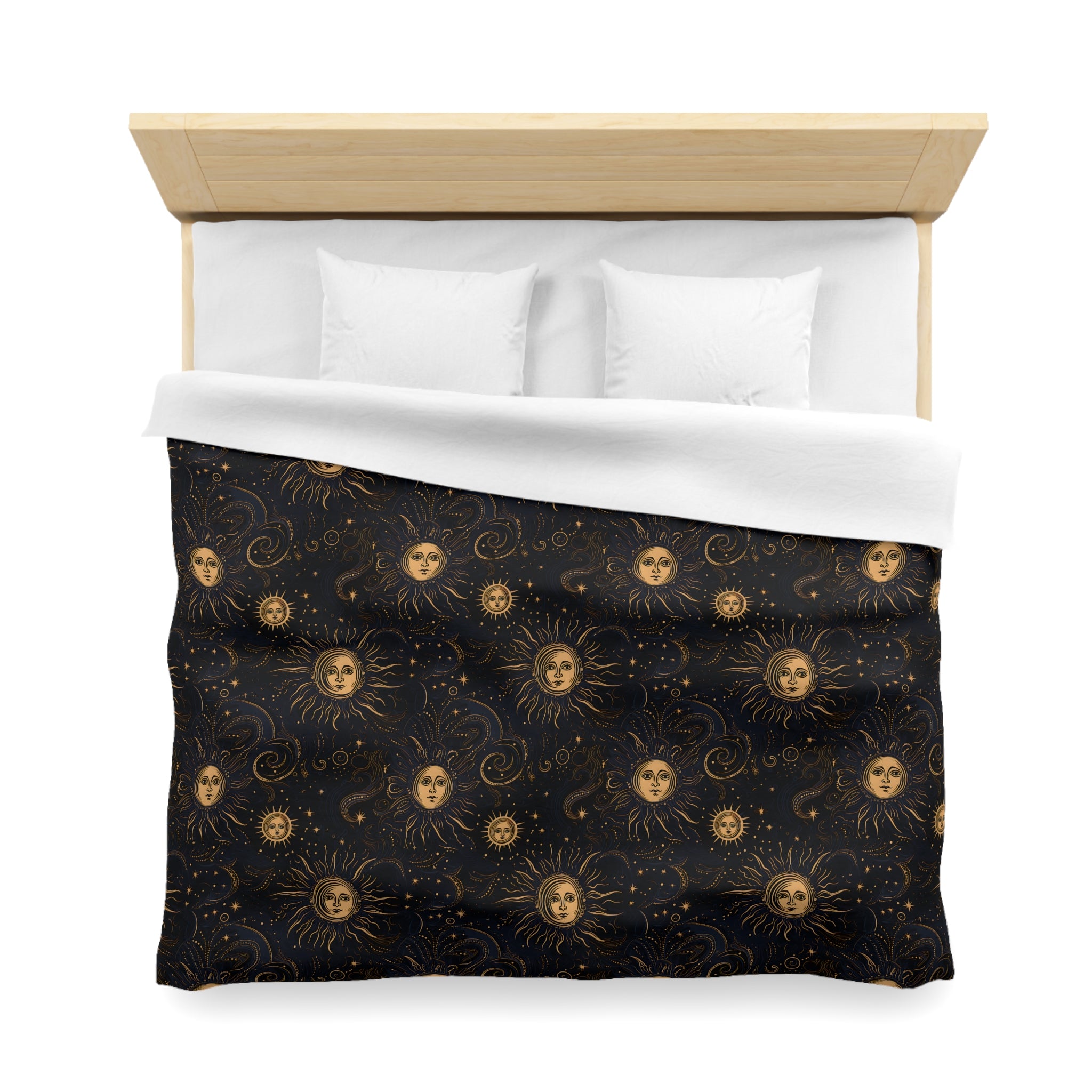 Golden Cosmic Sky Duvet Cover: Microfiber Celestial Bedding