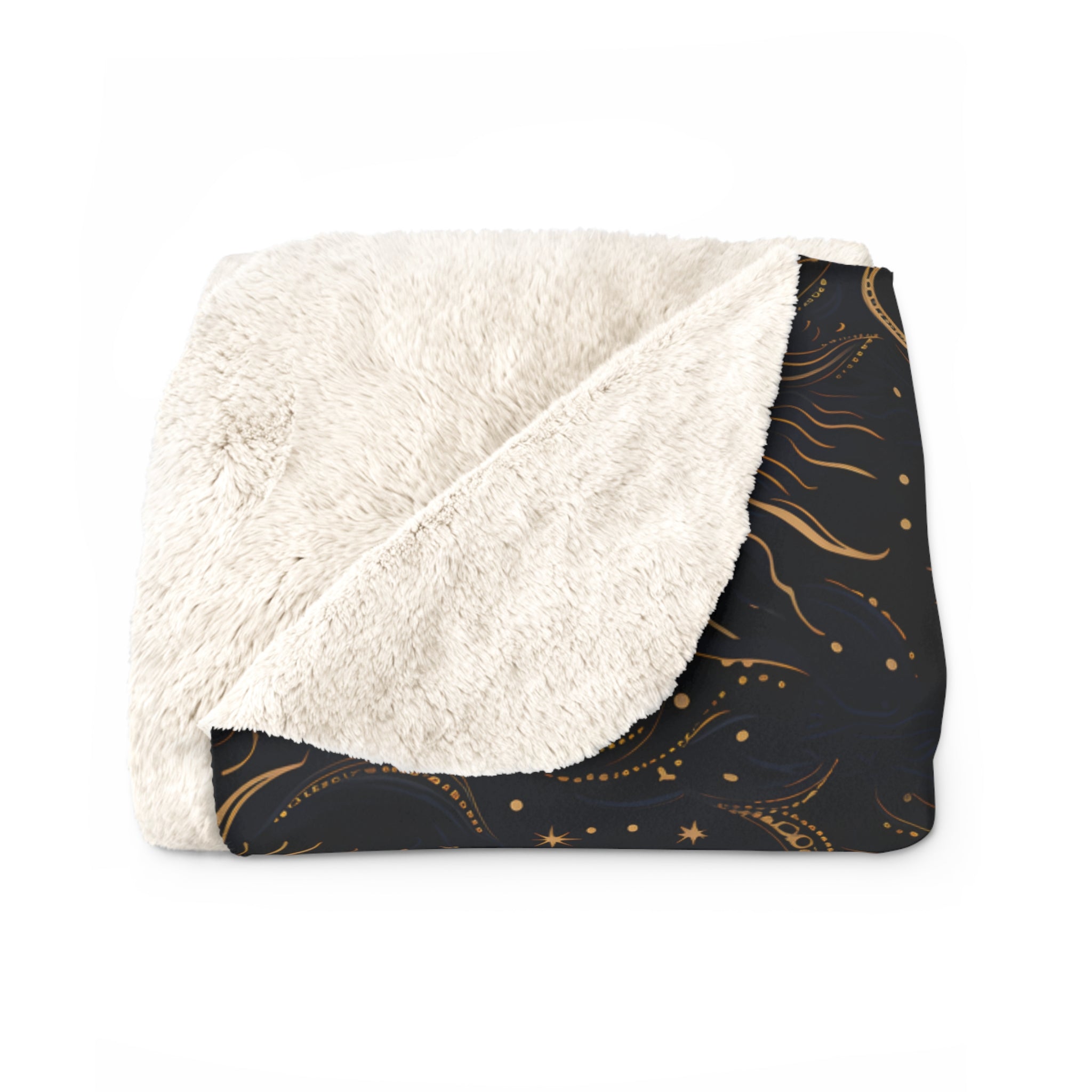 Golden Cosmic Sky Throw Blanket: Sherpa or Velveteen