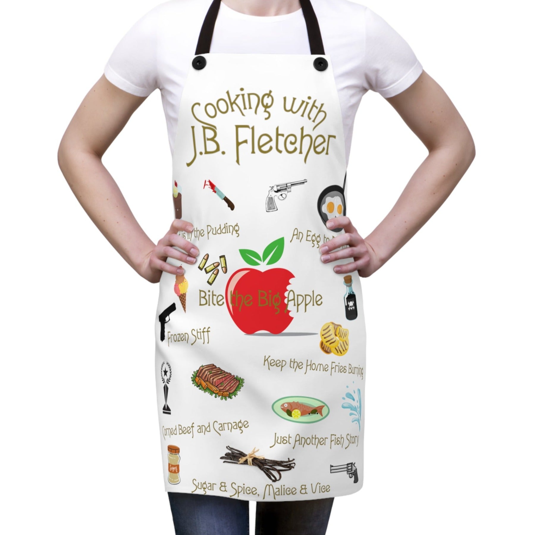 Jessica Fletcher Cooking Apron with Murder She Wrote Food Episodes