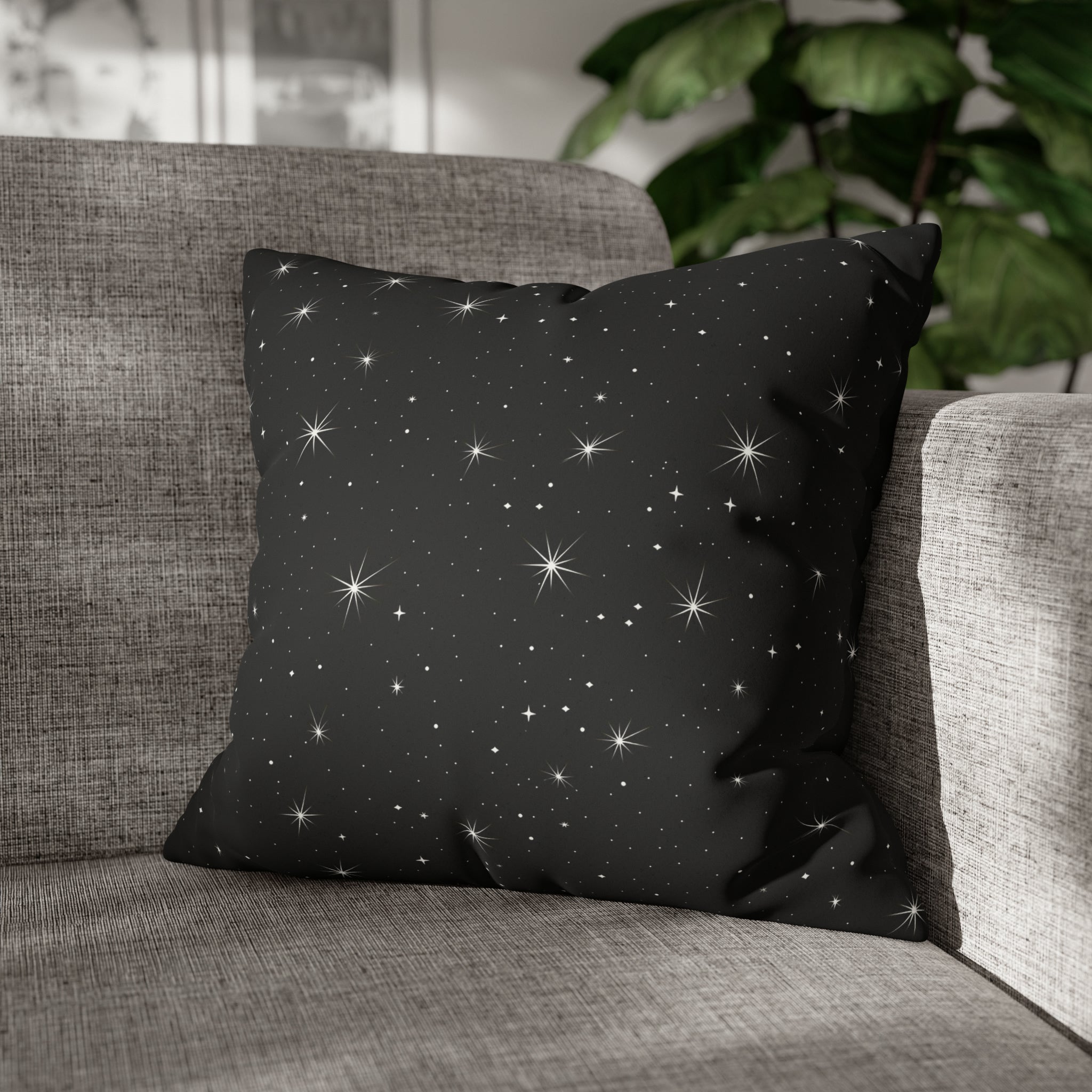 Starry Night Sky Faux Suede Pillow Cover