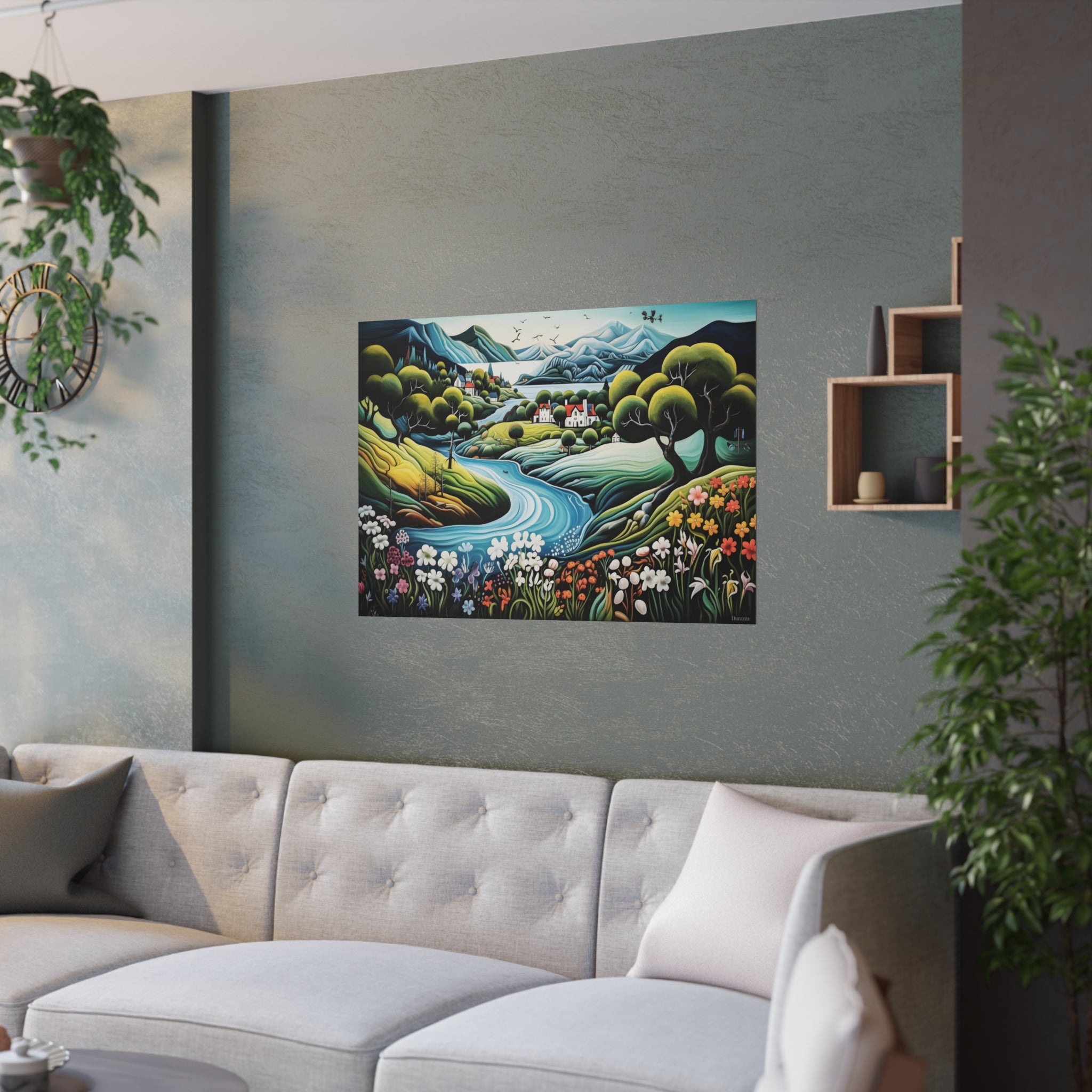 Scandinavian Fjord Wall Art: Naive Painting