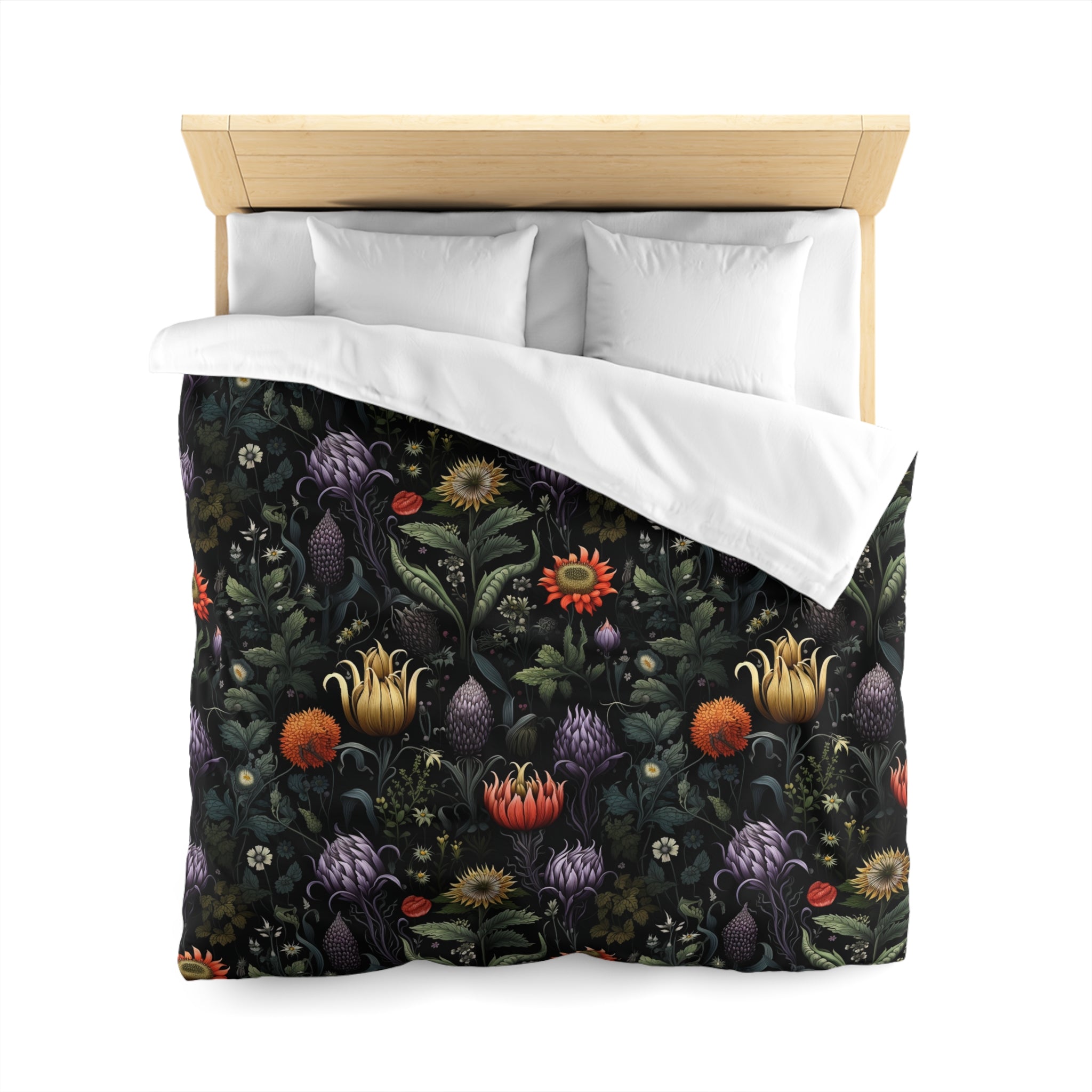 Enchanted Autumn Floral Microfiber Duvet Cover Set with Pillow Shams