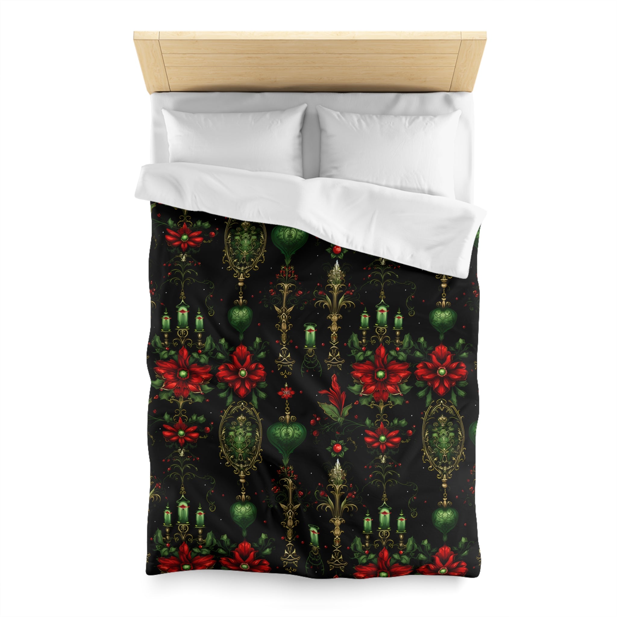 Dark Gothic Poinsettia Duvet Cover, Microfiber