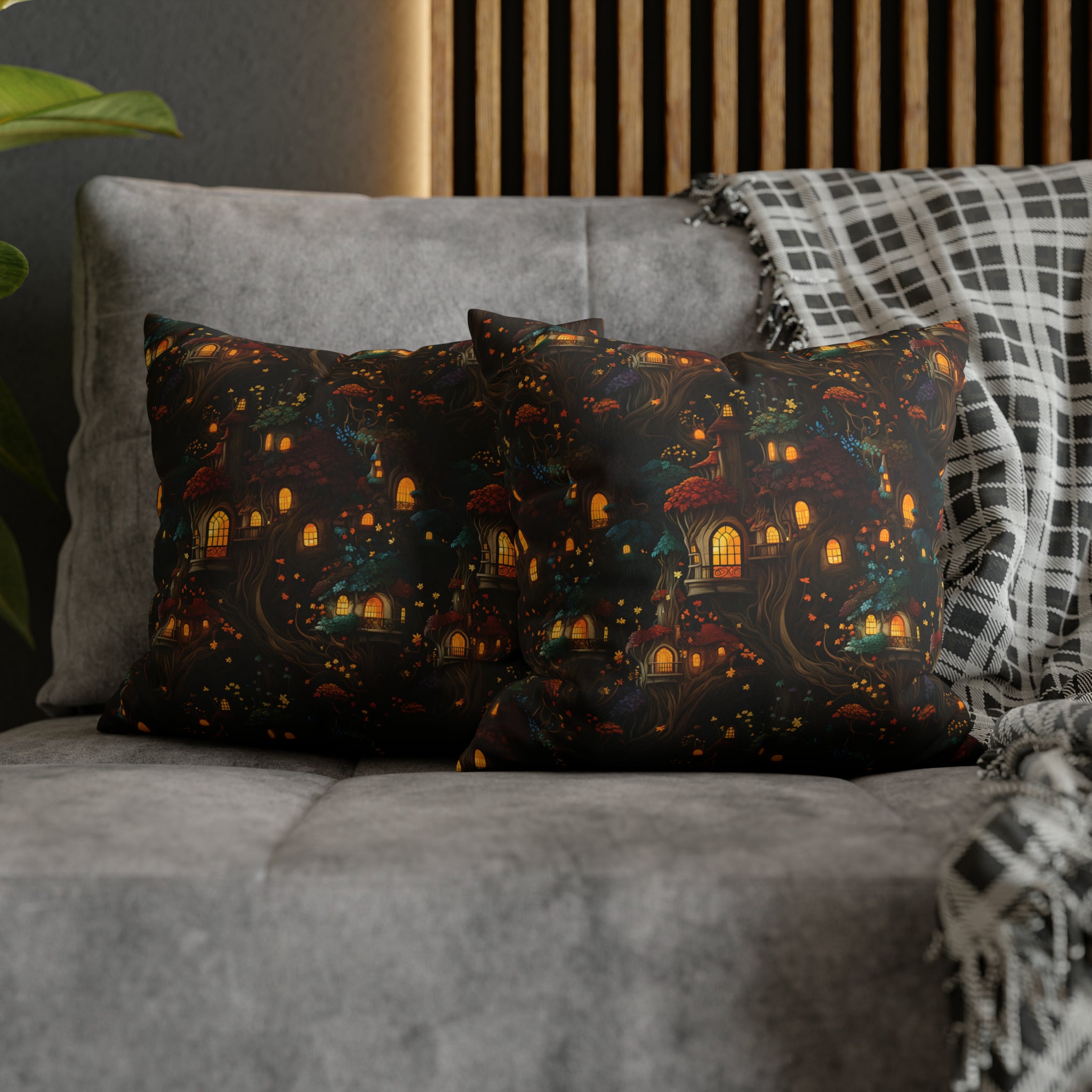 Fairy Hideaway Faux Suede Pillow Cover: Enchanted Forest Decor