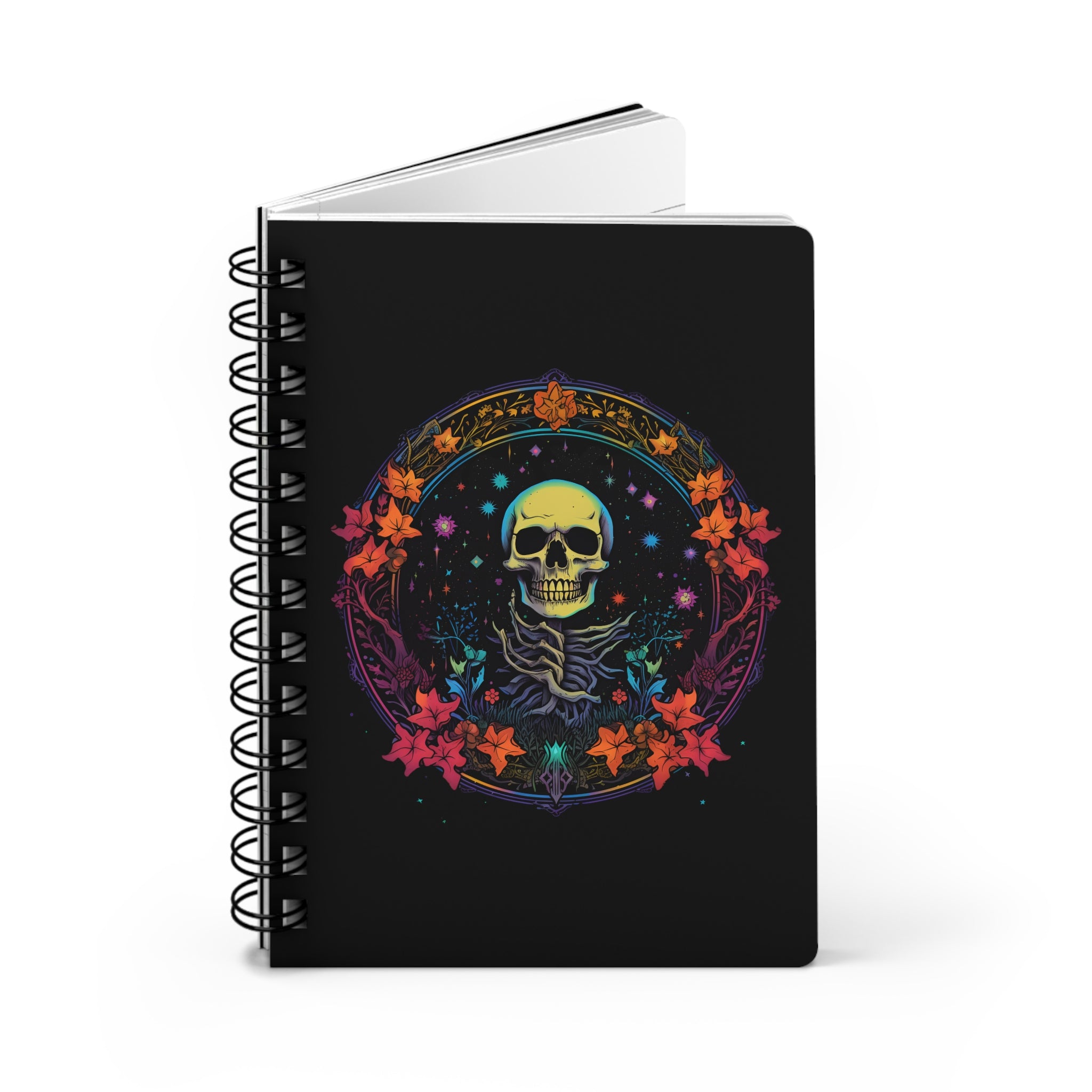 Midwest Gothic Floral Skull Lined Notebook, Spiral Lined 5 x 7 inch