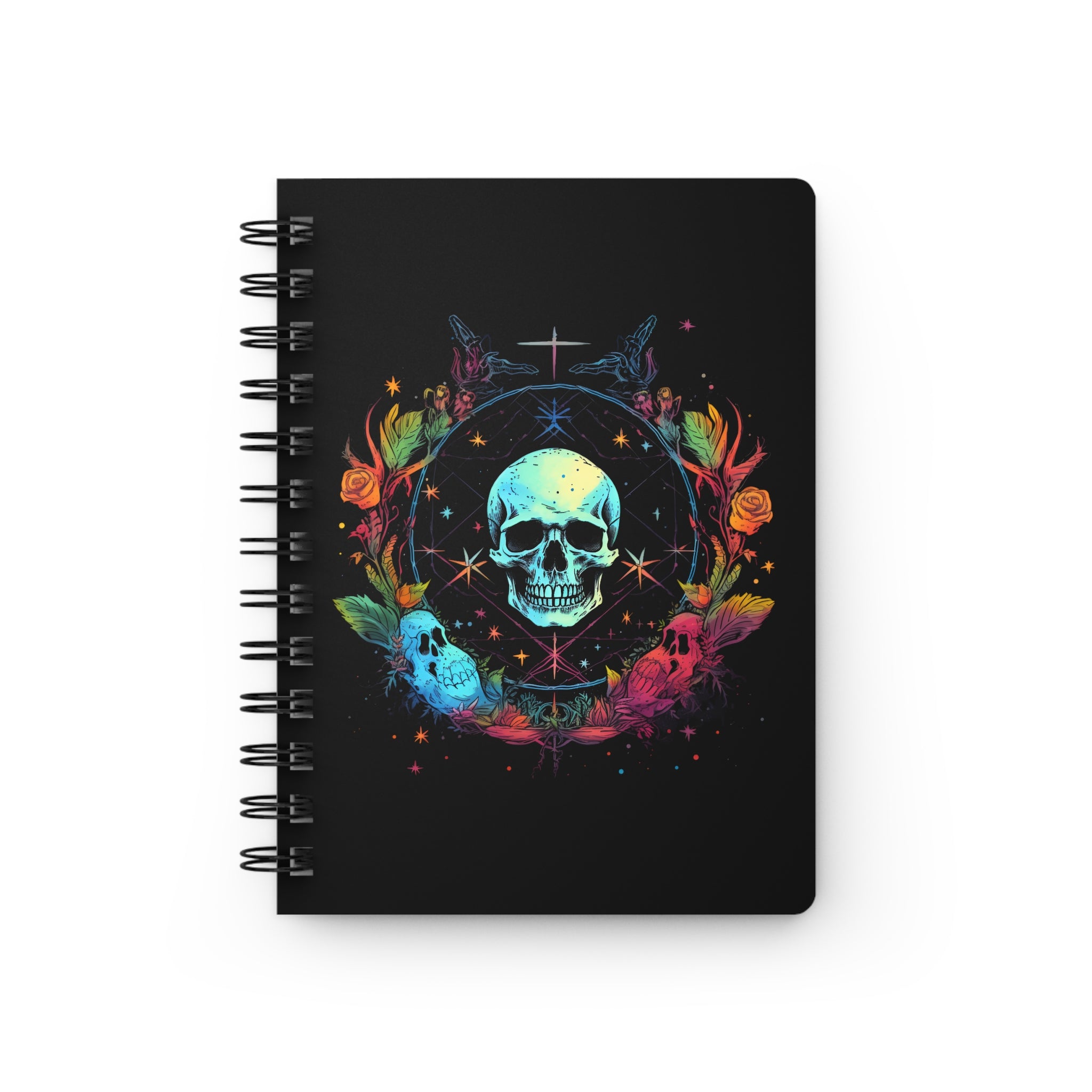 Wizardcore Floral Skull Lined Notebook, Spiral Lined 5 x 7 inch