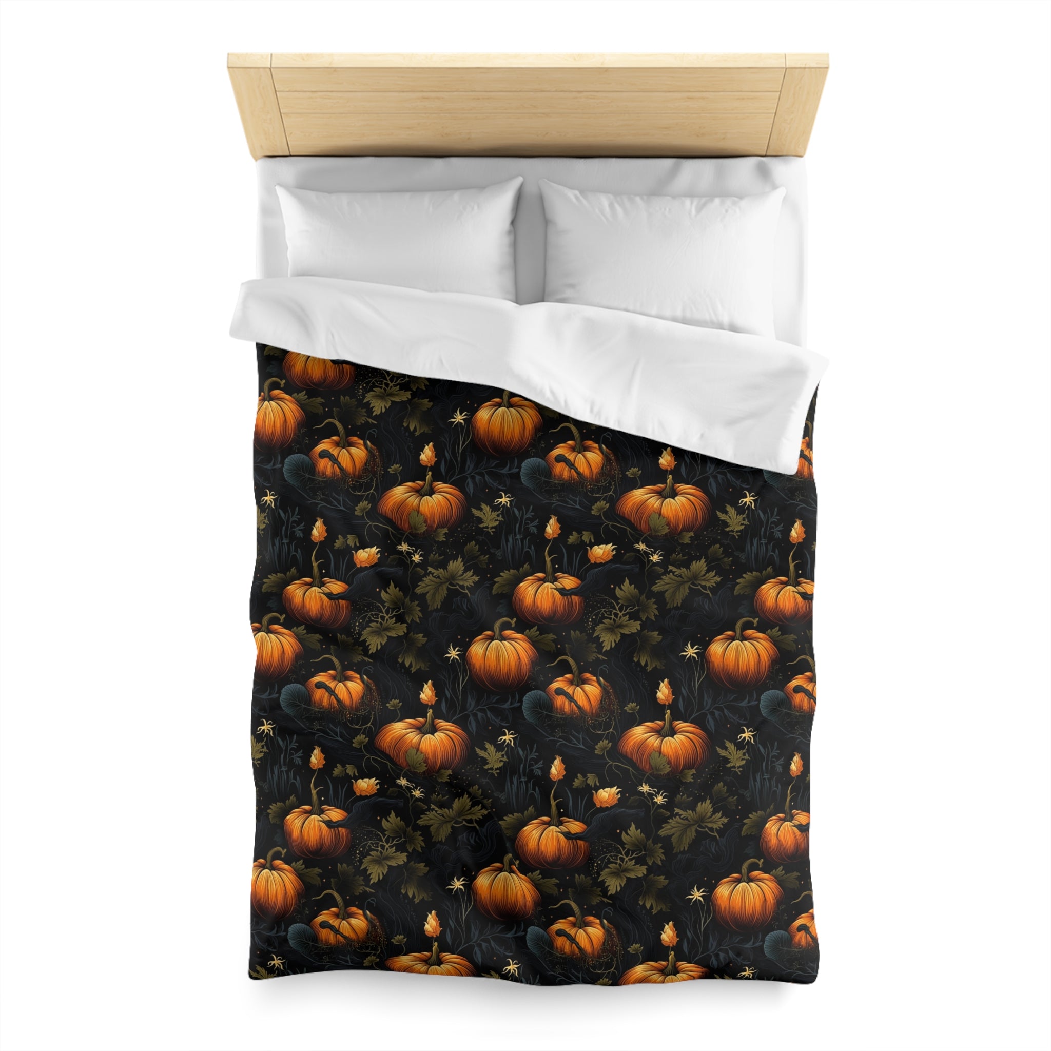 Mystic Pumpkin Patch Duvet Cover and Pillow Shams, Microfiber