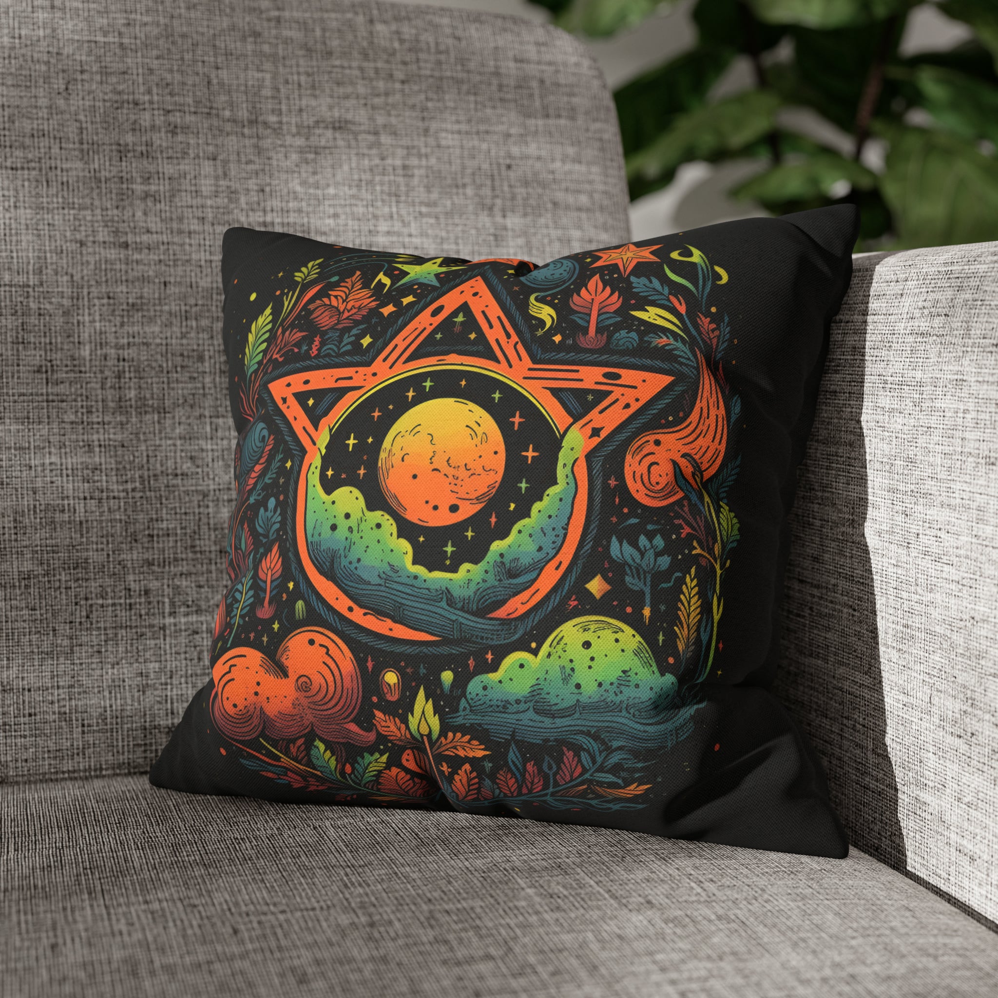 Pentagram Nature Spun Polyester Pillow Cover
