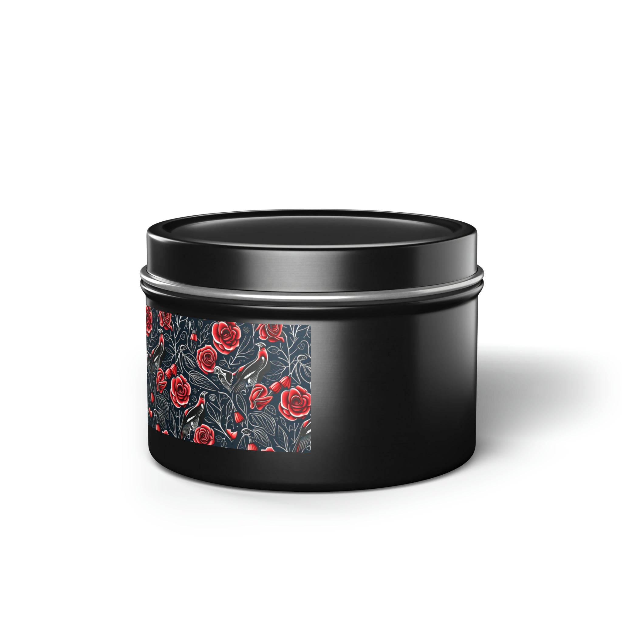 Raven Red Rose Soy Candle in Gothic Black Tin