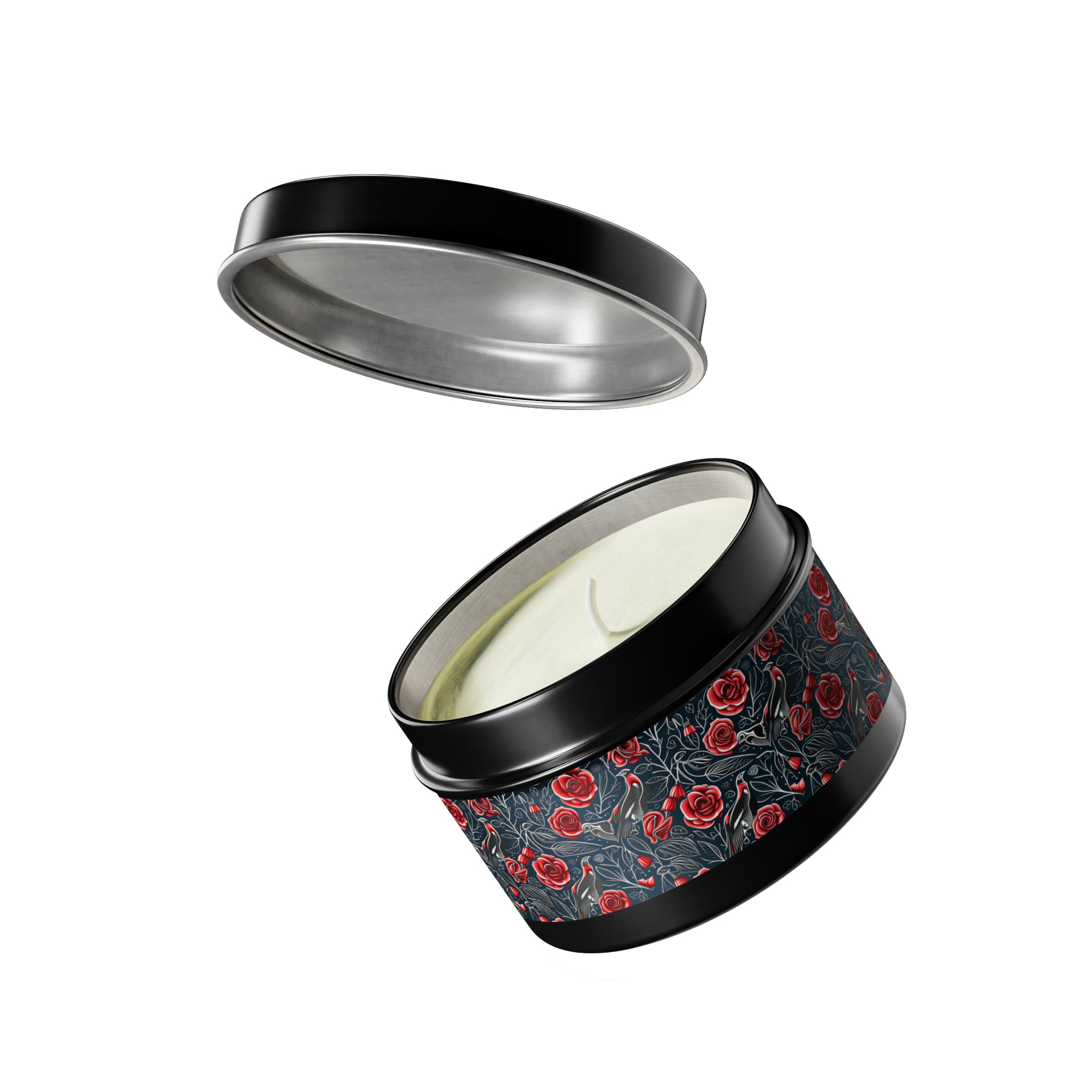 Raven Red Rose Soy Candle in Gothic Black Tin