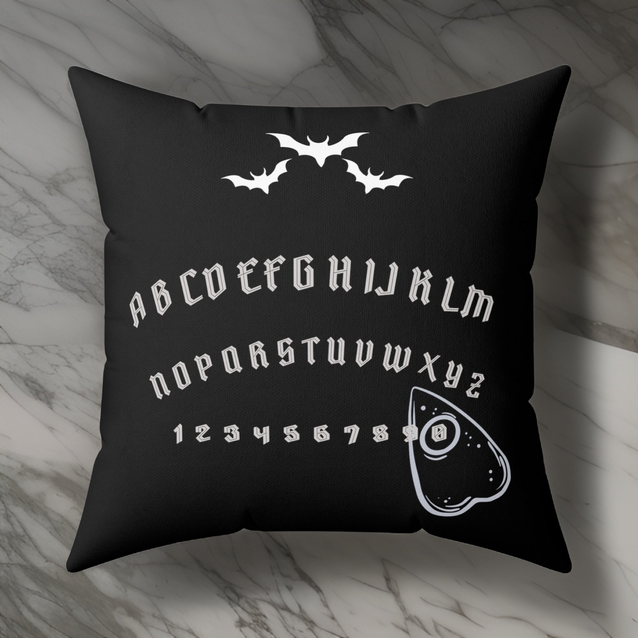 Black Ouija Board Faux Suede Pillow or Pillow Cover