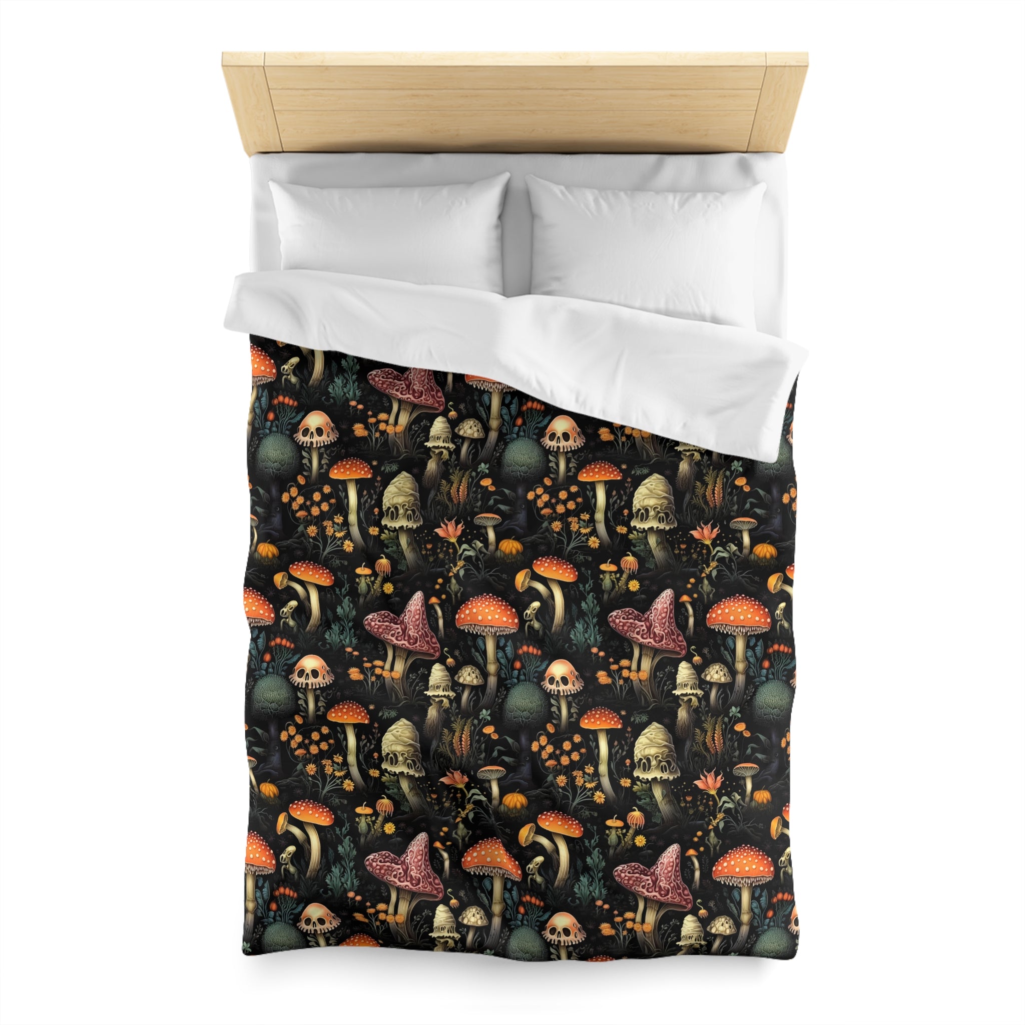 Dark Dweller Mushroom Duvet Cover Set with Pillow Shams, Microfiber