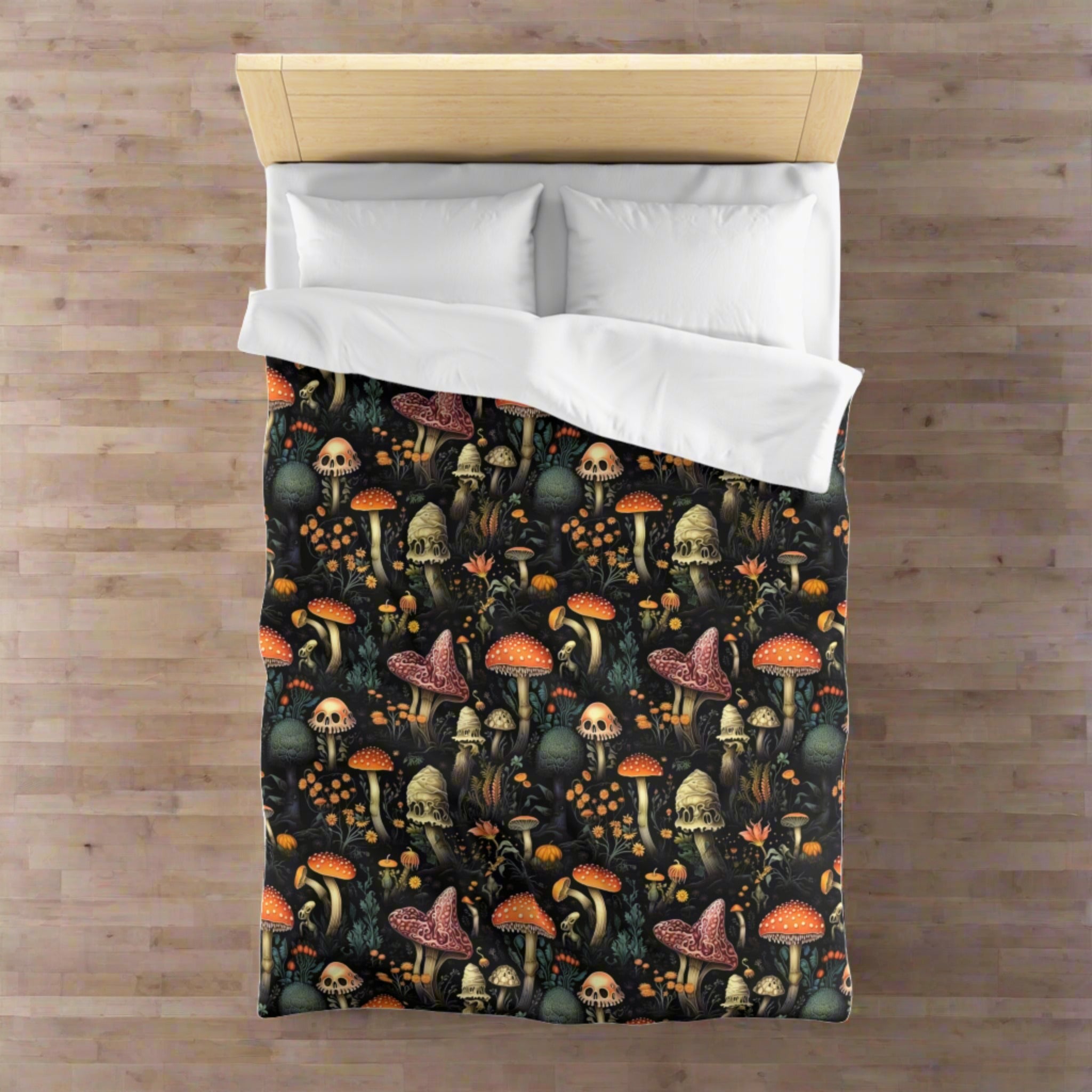 Dark Dweller Mushroom Duvet Cover Set with Pillow Shams, Microfiber