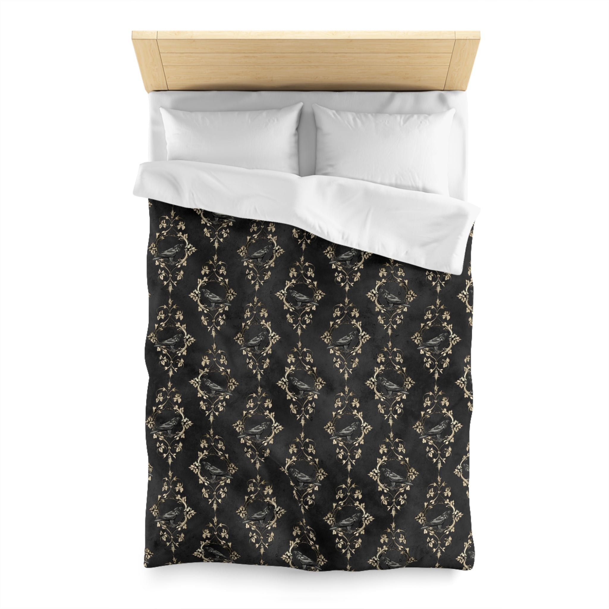 Raven Black Duvet Cover with Pillow Shams Inspired by Edgar Allen Poe