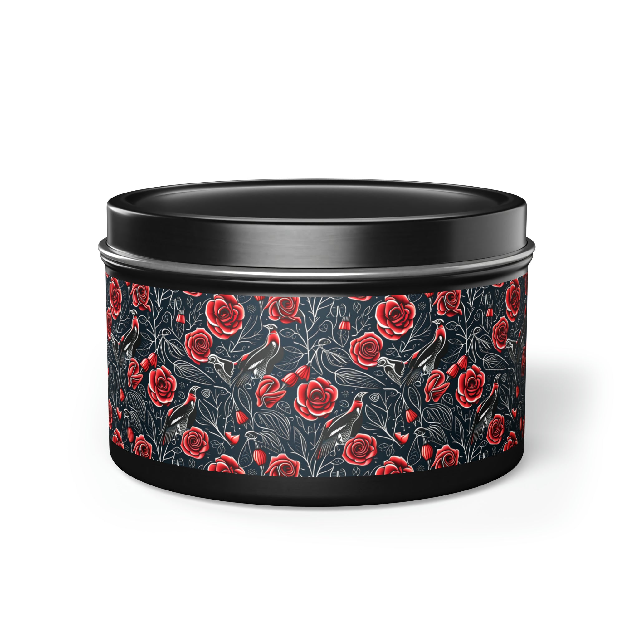 Raven Red Rose Soy Candle in Gothic Black Tin