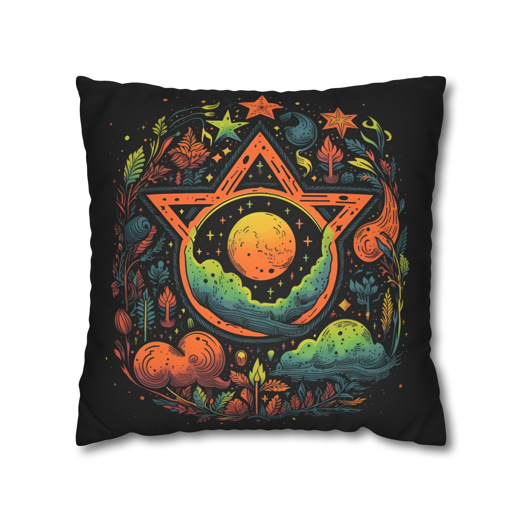 Pentagram Nature Spun Polyester Pillow Cover