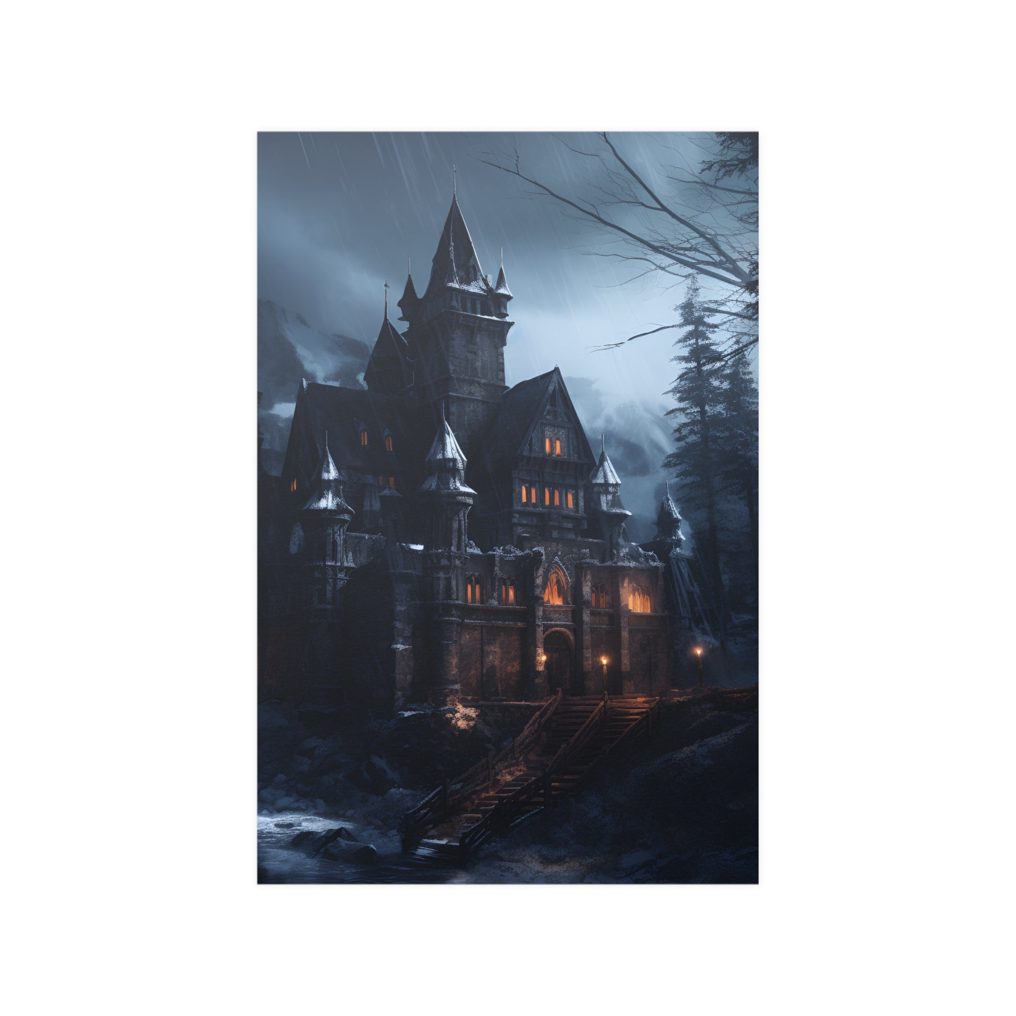 Gloomy Haunted Castle Poster Wall Art