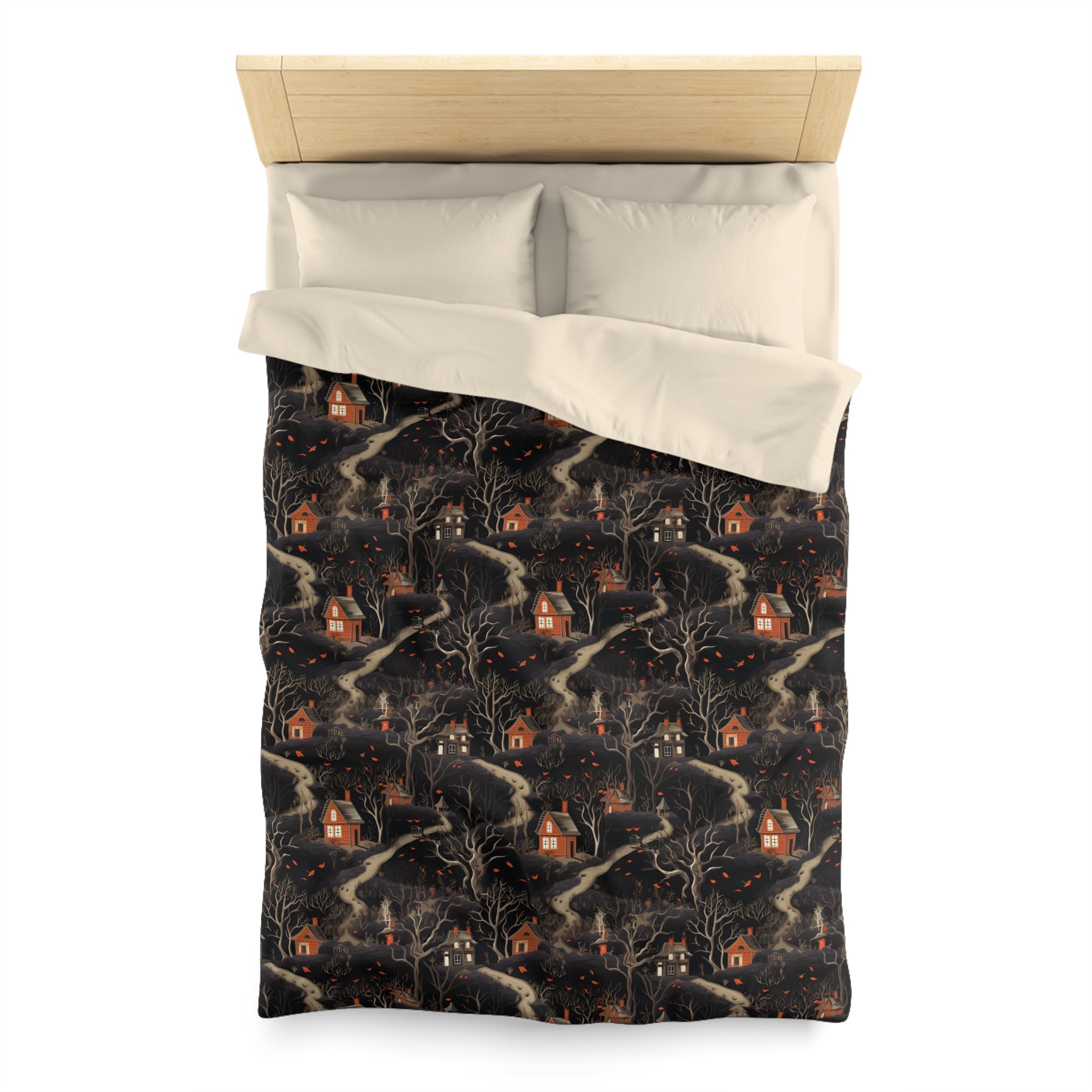 Witches Woodland Duvet Cover with Pillow Shams Cottagecore, Microfiber