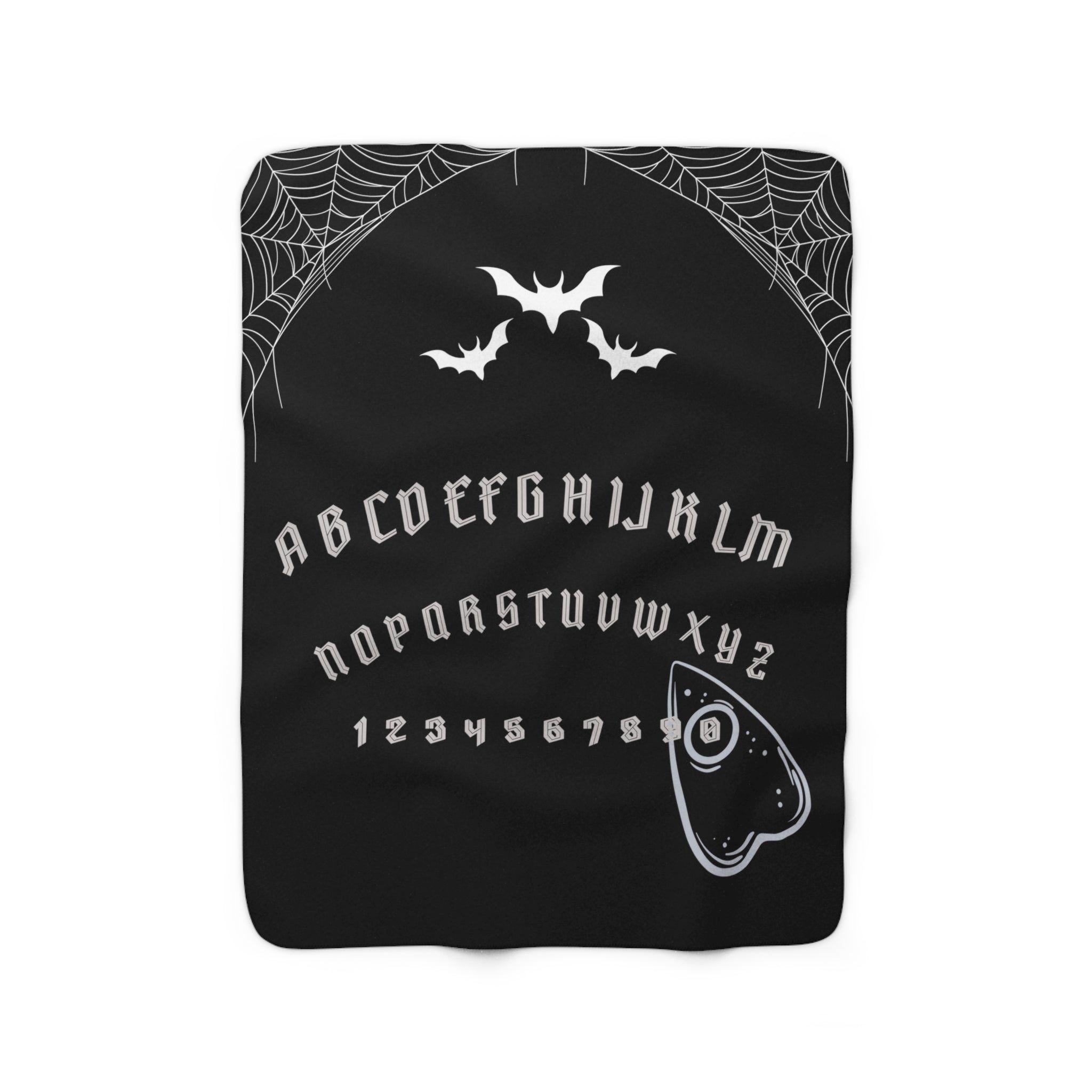 Black Ouija Board Throw Blanket, Sherpa or Velveteen - Durazza