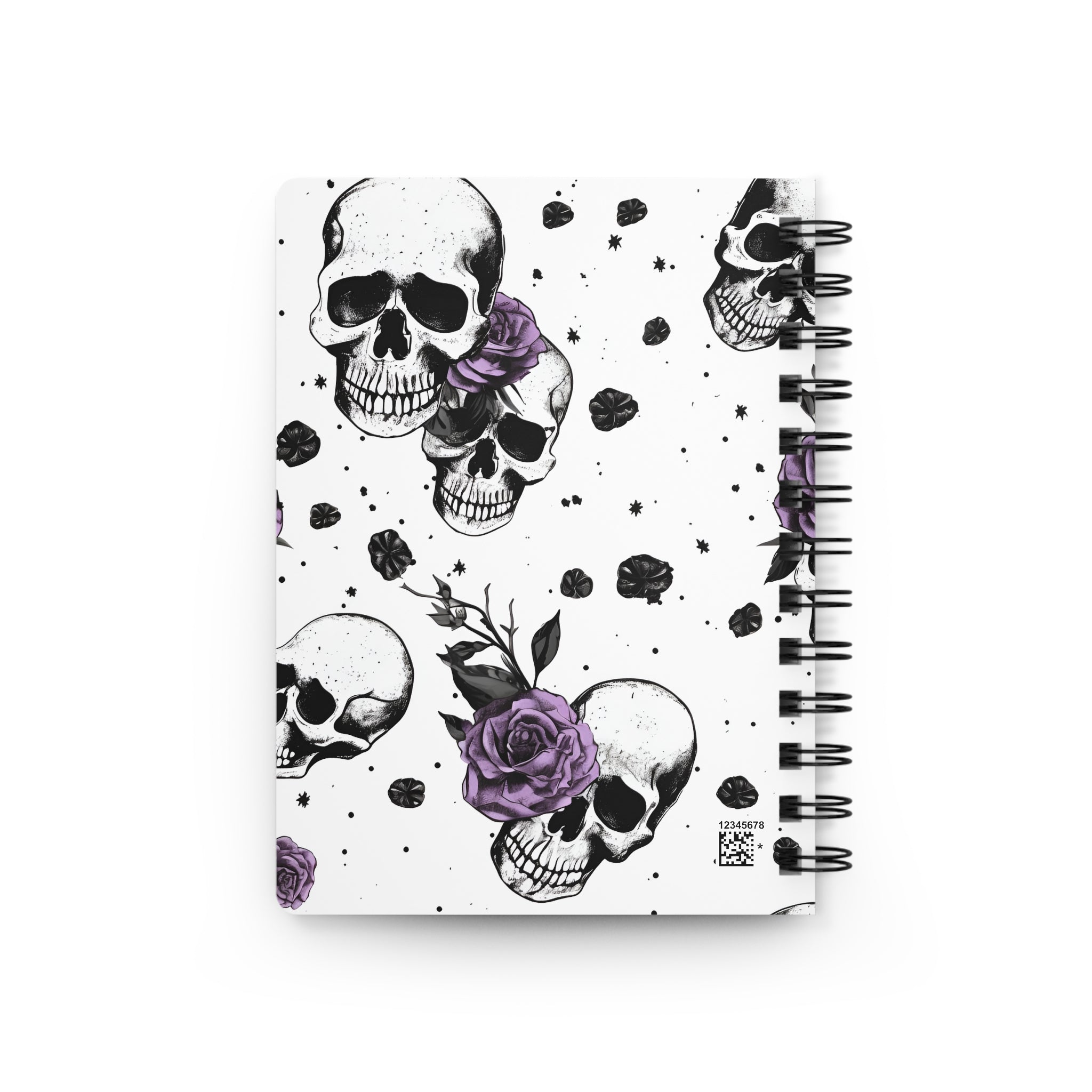Eternally Yours Skull Lined Notebook, Gothic Violet Rose Spiral Lined 5 x 7 inch