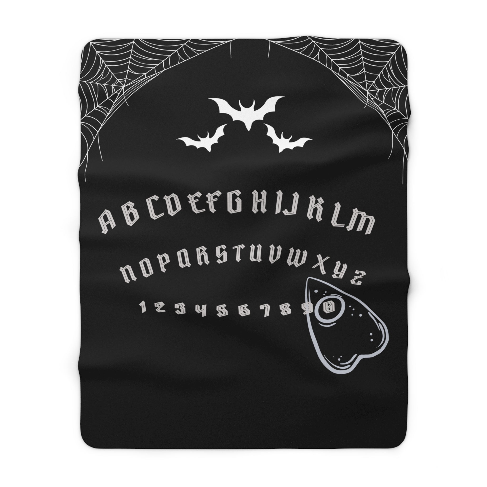 Black Ouija Board Throw Blanket, Sherpa or Velveteen - Durazza