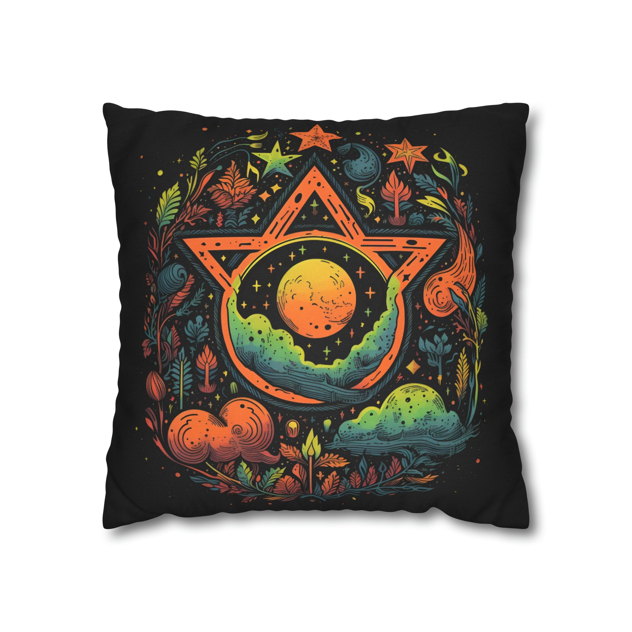Pentagram Nature Spun Polyester Pillow Cover